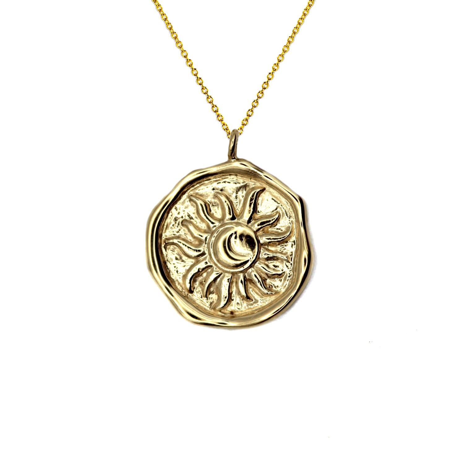 Women’s Sun And Moon Yellow Gold Necklace Vicstonenyc Fine Jewelry