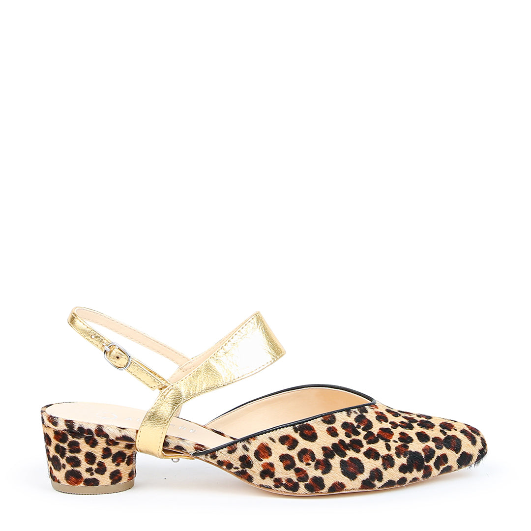Alterre Women's Neutrals / Brown Leopard V Slide + Gold Elsie Strap In Brown