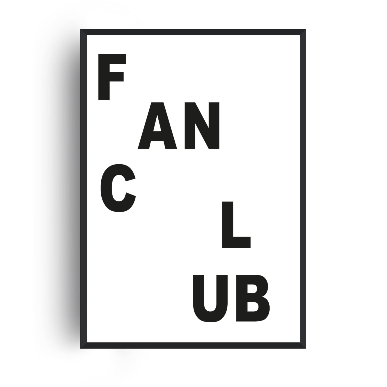 Fanclub Black  Retro Letter Giclee Art Print A2 In Black