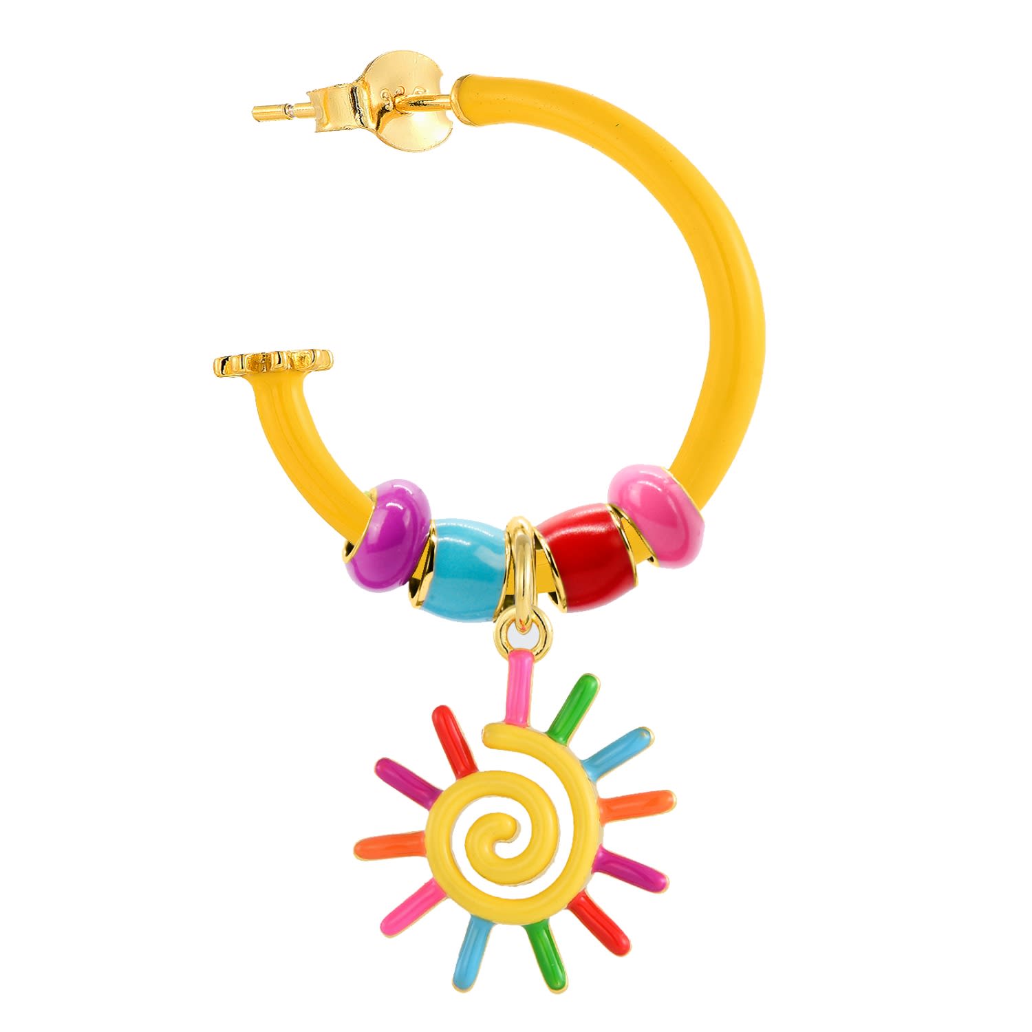 Pinnole Women's Yellow Gold You Are My Sunshine Earring Mix In Multi