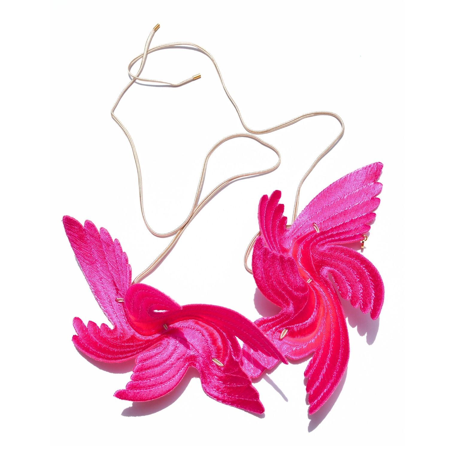 Women's Joy Bird Wing Sculptural Embroidered Statement Necklace - Pink | Nana Watanabe