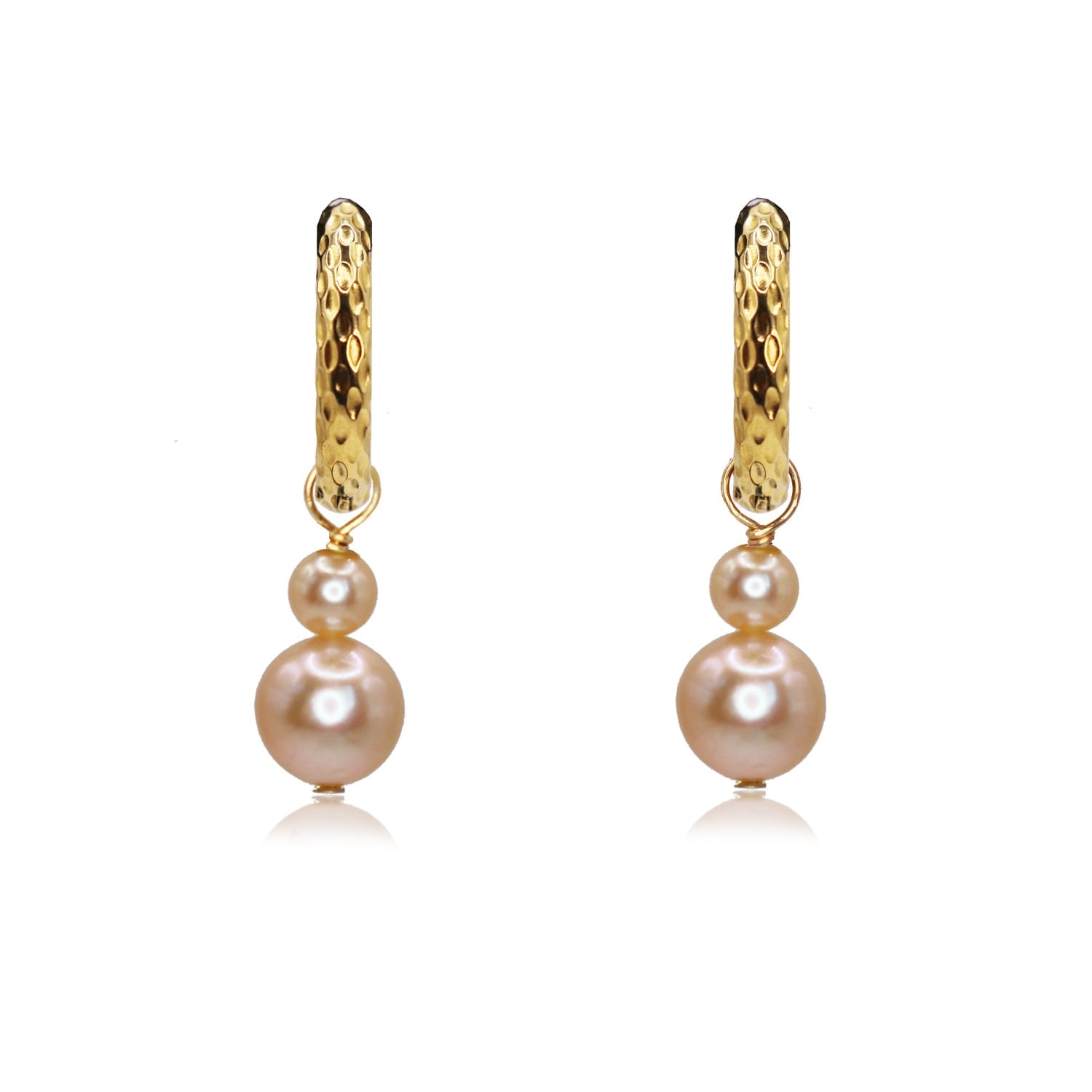 Marquise Swim Women's Gold / Pink Earrings - Hoop 88 Salmon Pearl & Gold
