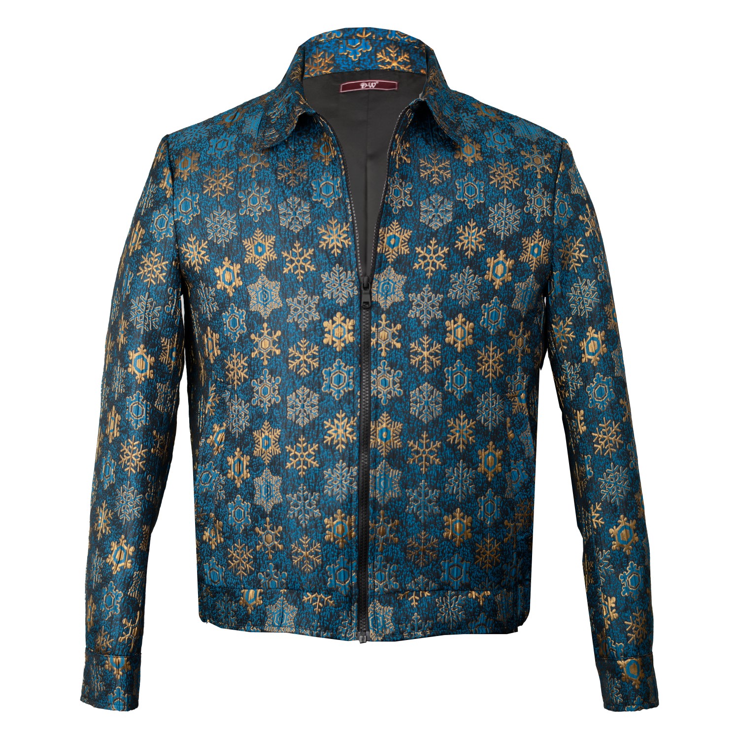 Men’s Green / Gold Kensington Handmade Aviator Brocade Jacket - Teal & Gold Medium David Wej