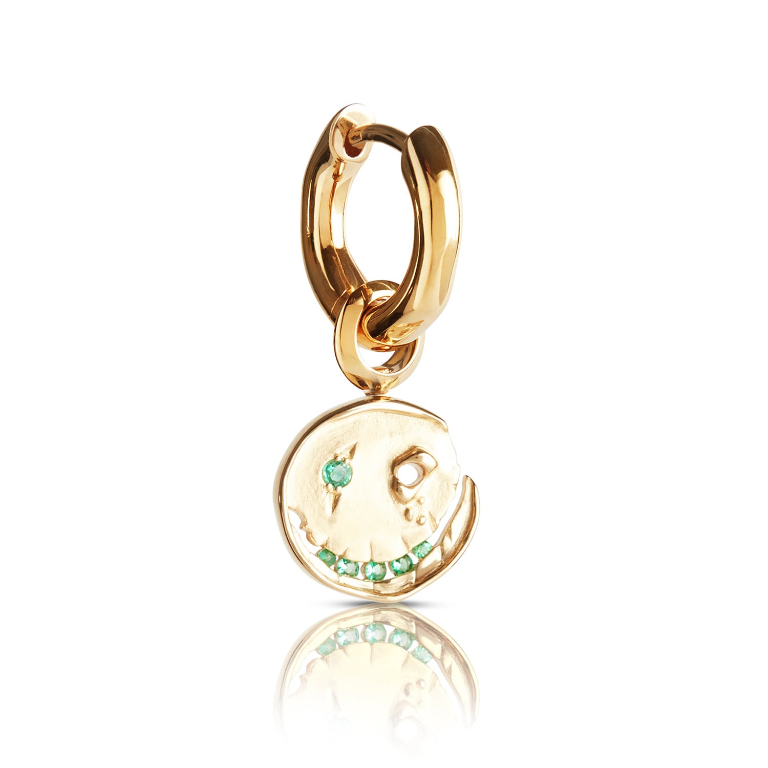 Kasun Women's Smile Hoop Earrings – May – Emerald – Gold Plated