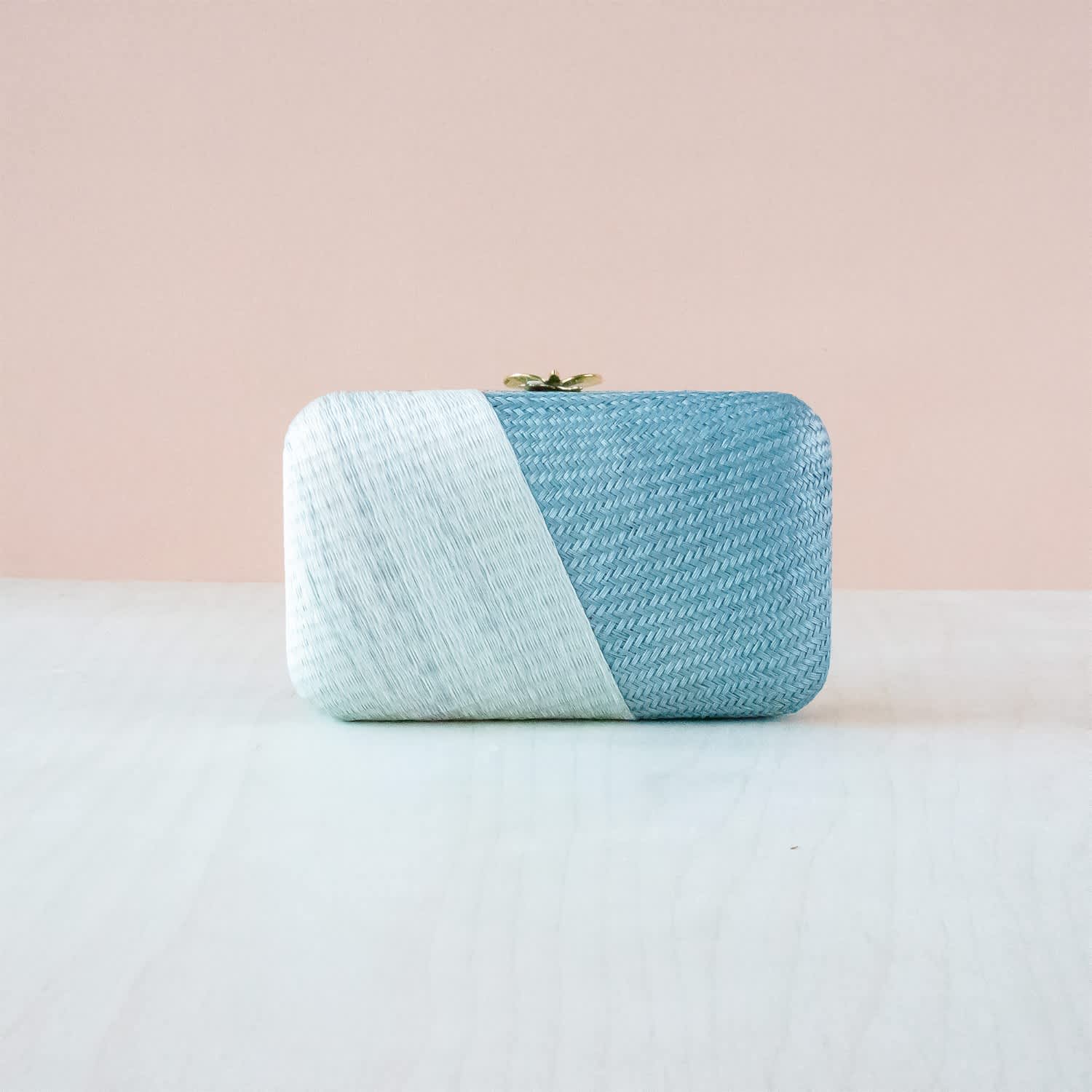 Powder blue store clutch