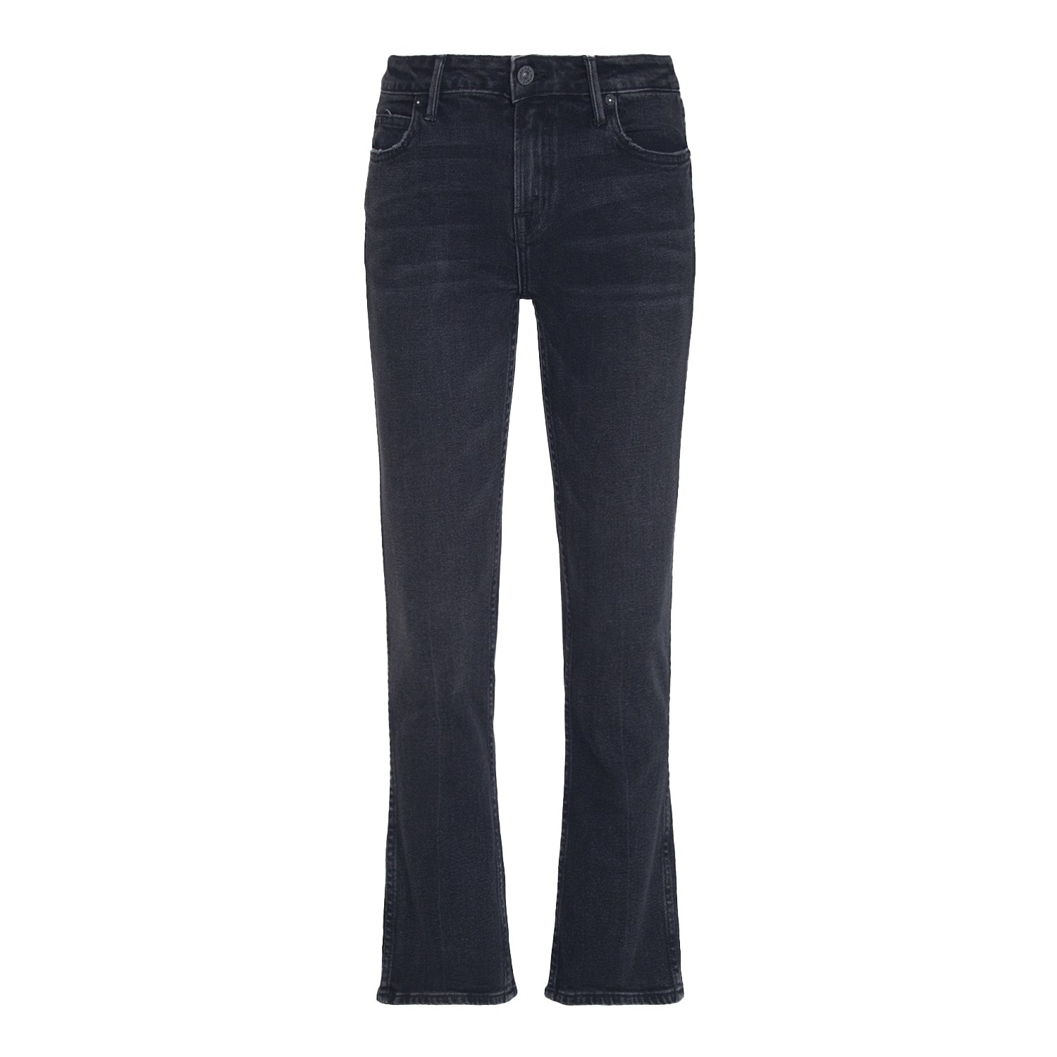 Noend Denim Black Carla Mid Rise Ankle Mini Boot Jeans In Oklahoma In Black