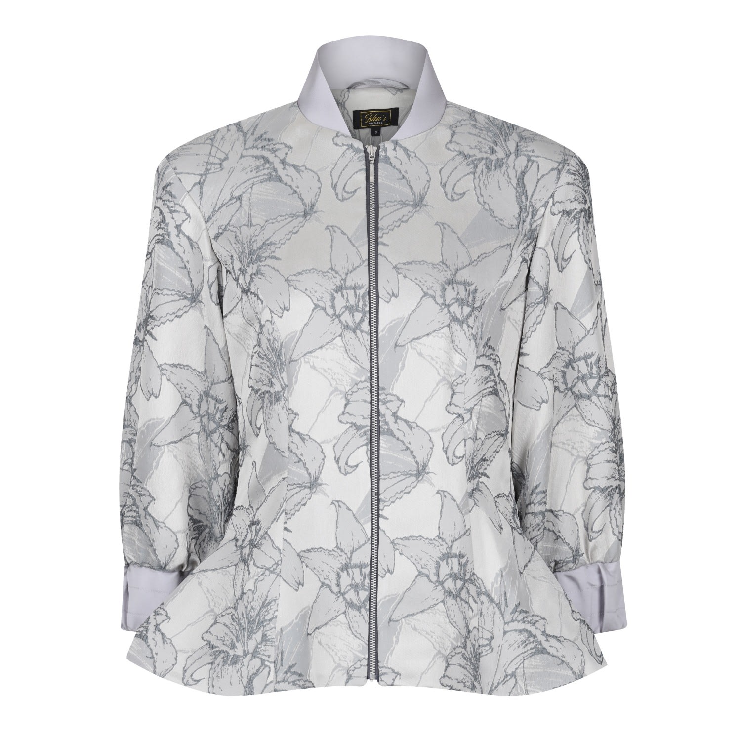 Isha's Timeless Women's Grey Twilight Flora Fitted Jacket Blouse In Grey