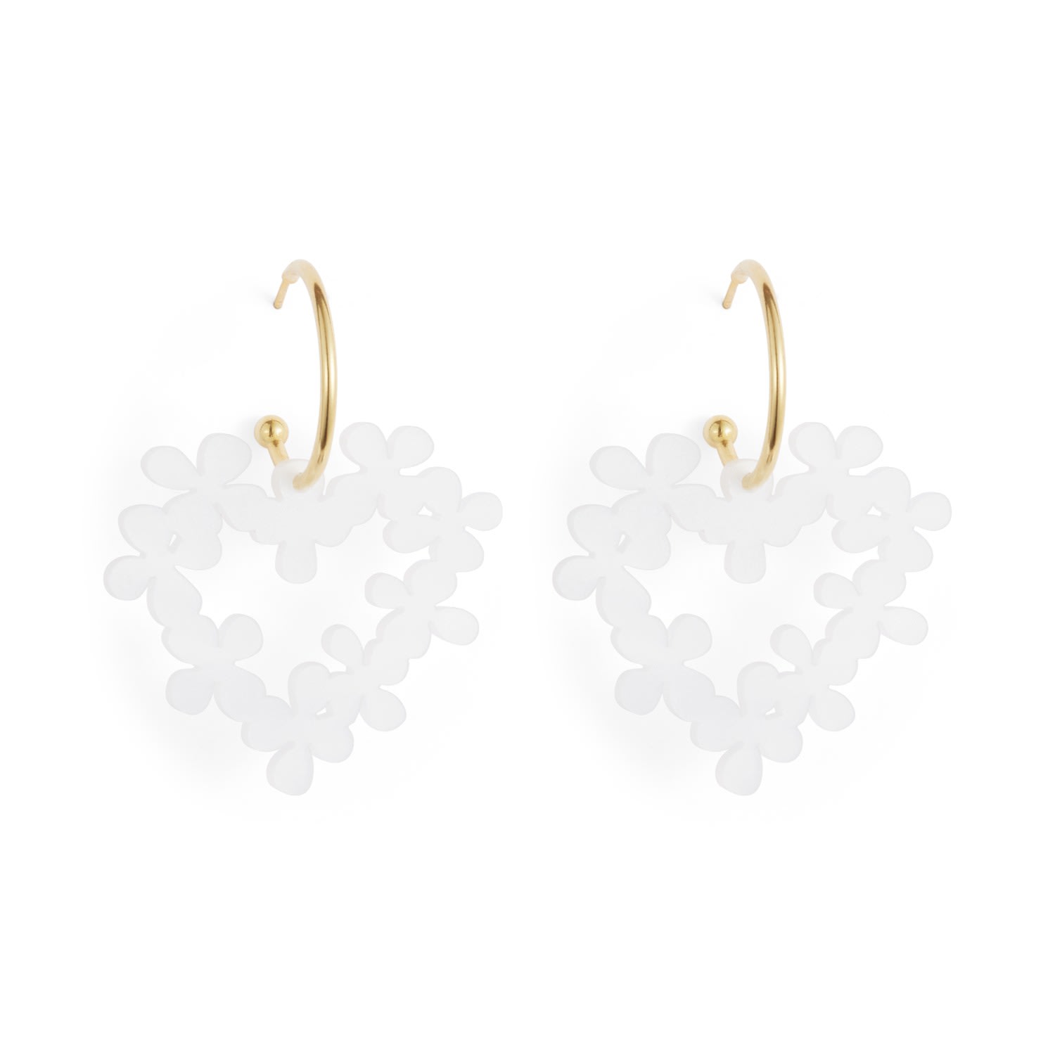 Toolally Women's White / Gold Mini Hearts In Flowers - White & Gold Vermeil In White