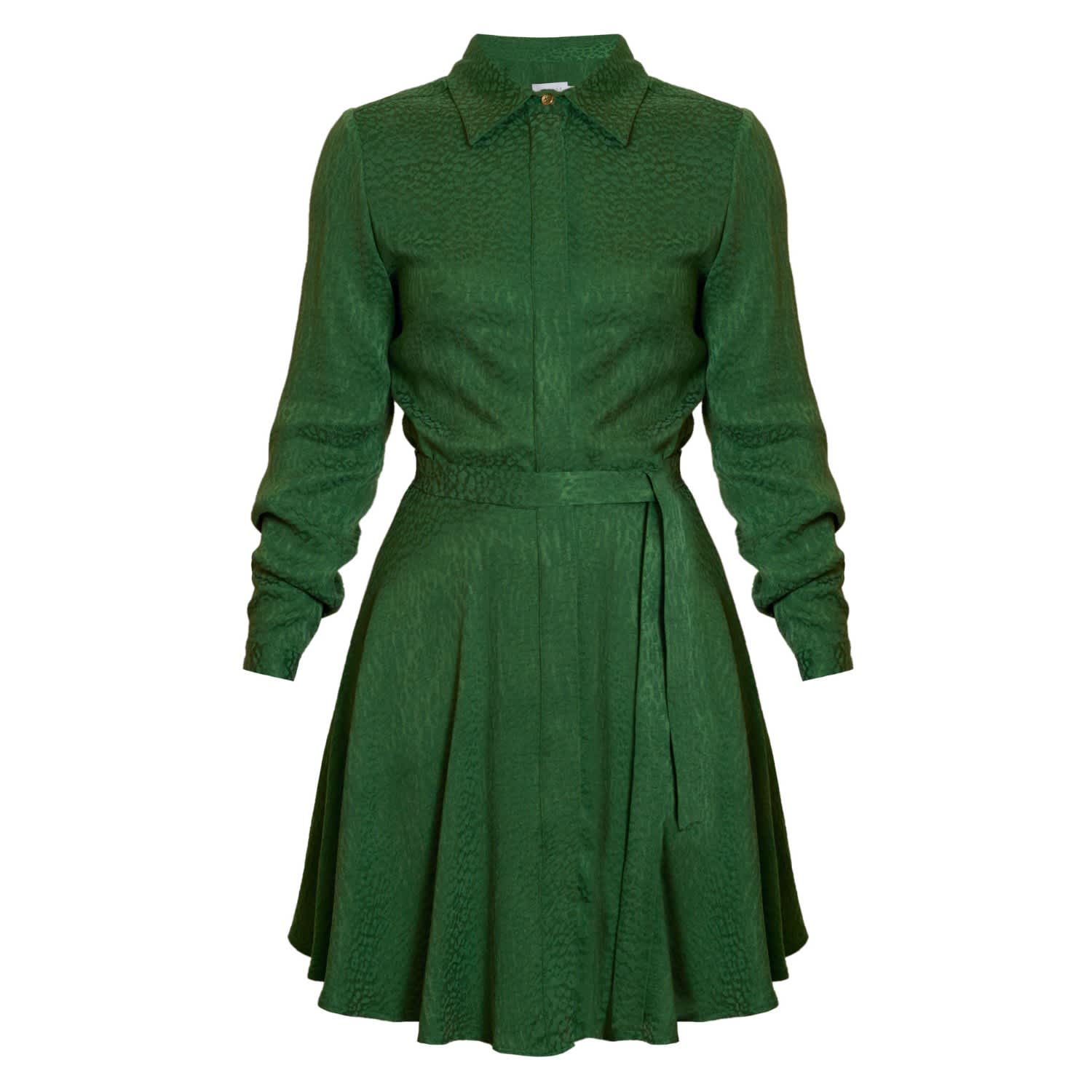 green leopard shirt dress