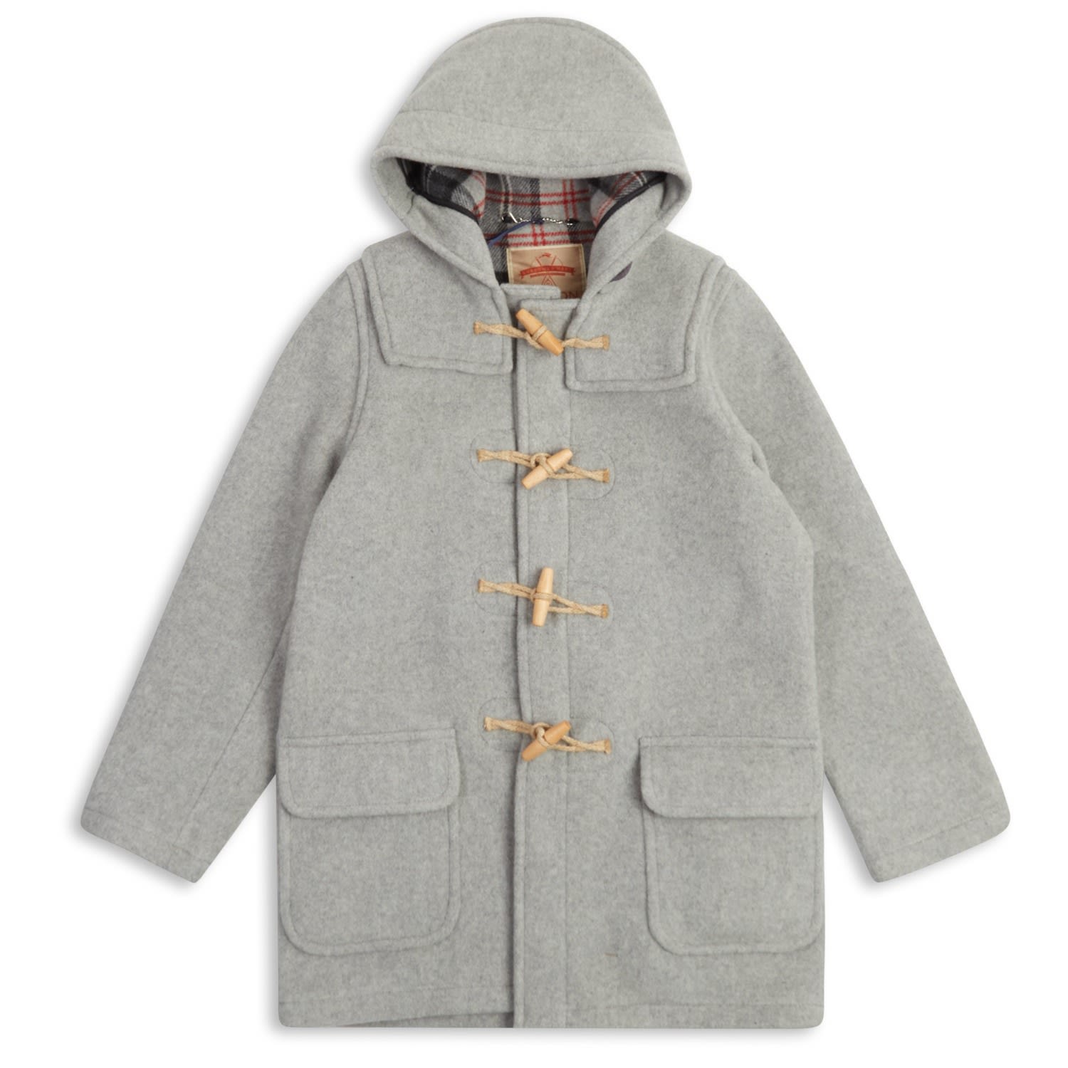 Men’s Water Repellent Wool Duffle Coat - Light Grey Medium Burrows & Hare