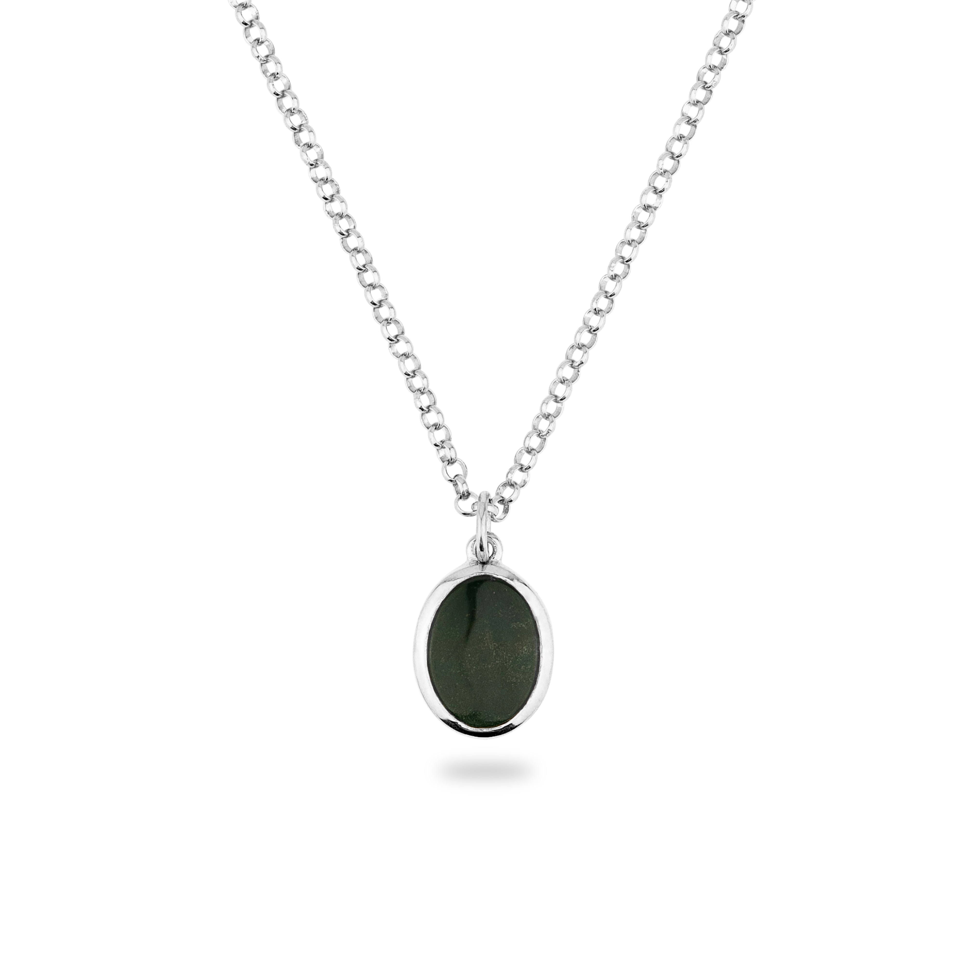 Women’s Silver Jamestown Green Bloodstone Oval Stone Necklace & Pendant Phira London