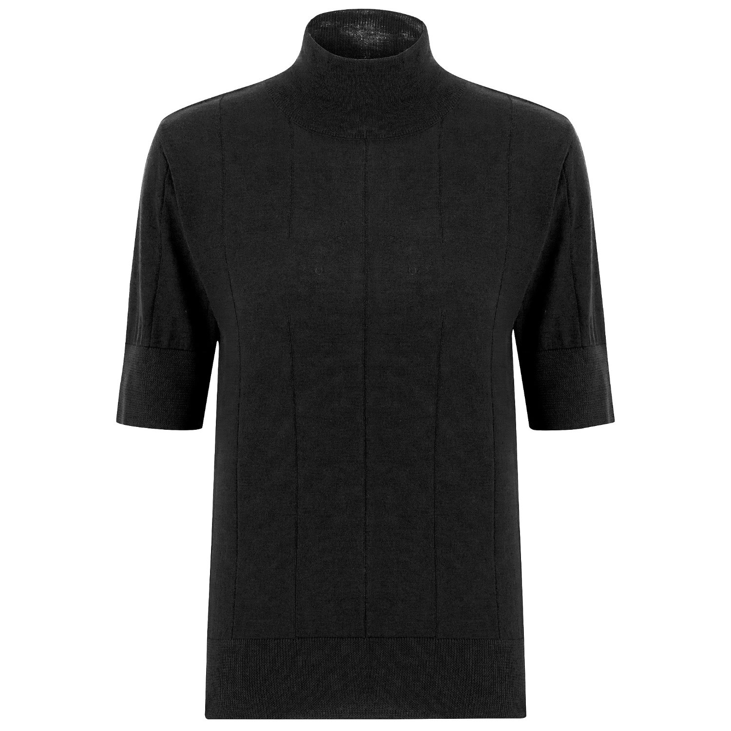 Peraluna Women's Betty High Neck Short Sleeve Knitwear Fine Blouse - Black In Black