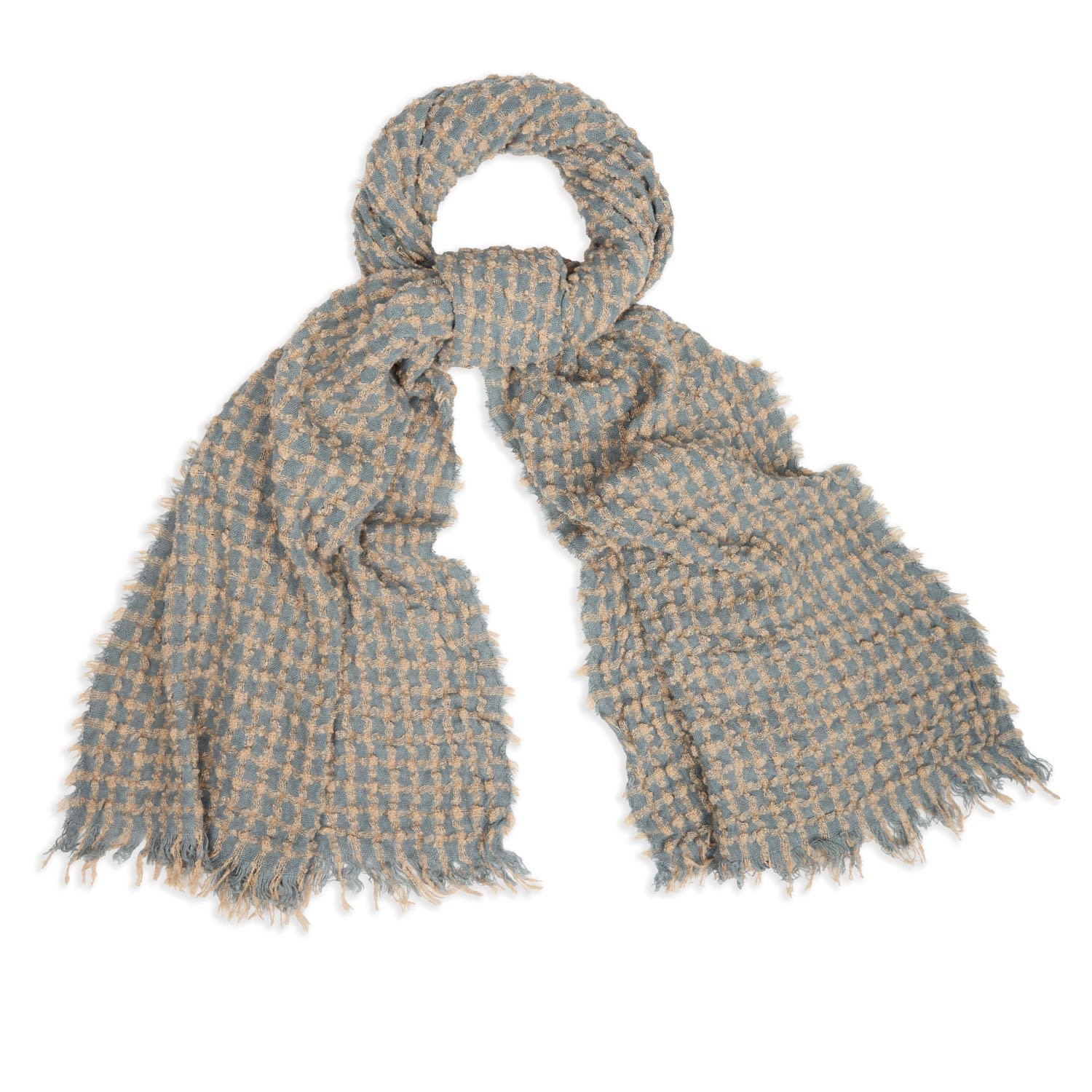 Saachi Women's Crinkle Plaid Blue Scarf In Gray