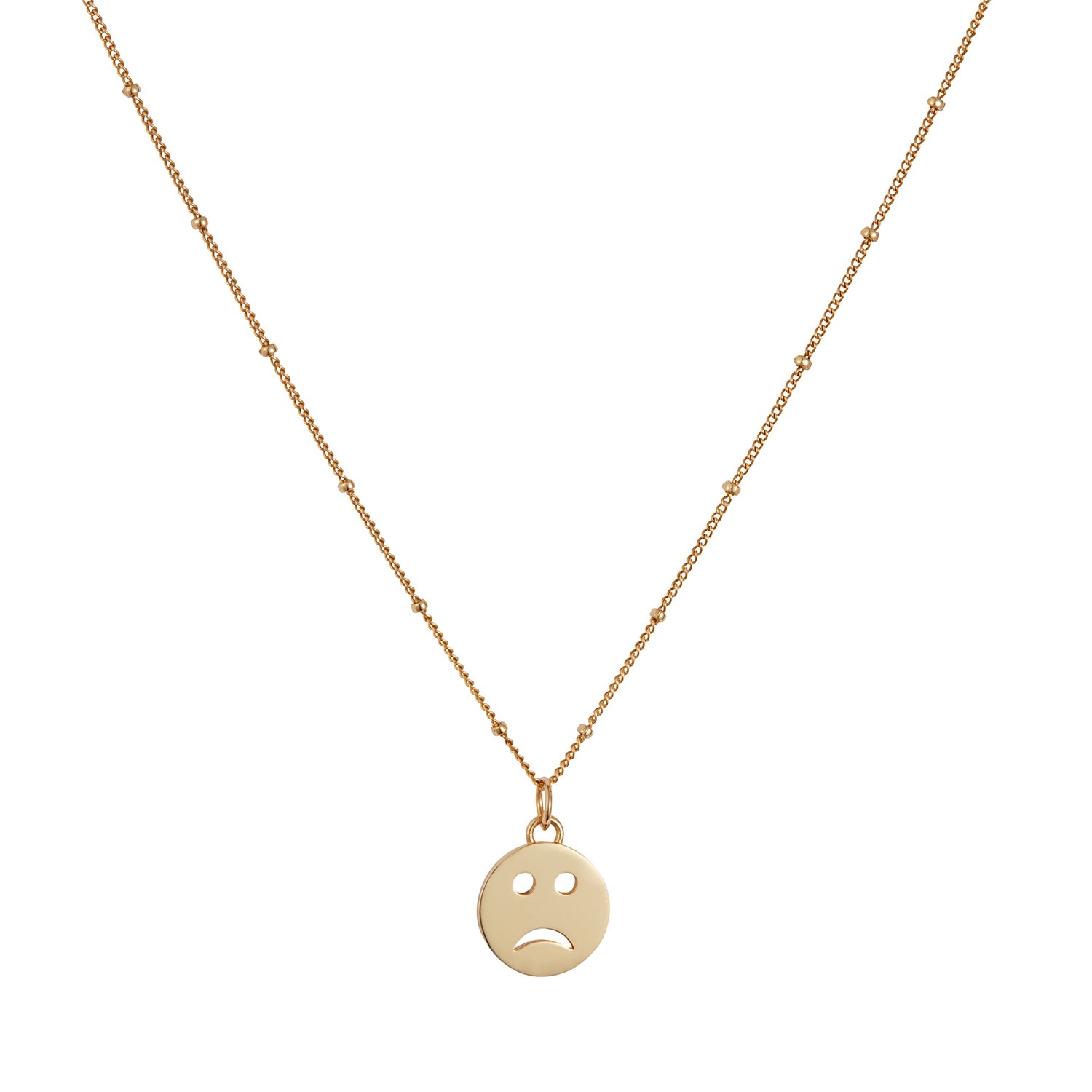 Toolally Women's Mood Pendant Necklace Sad - Gold