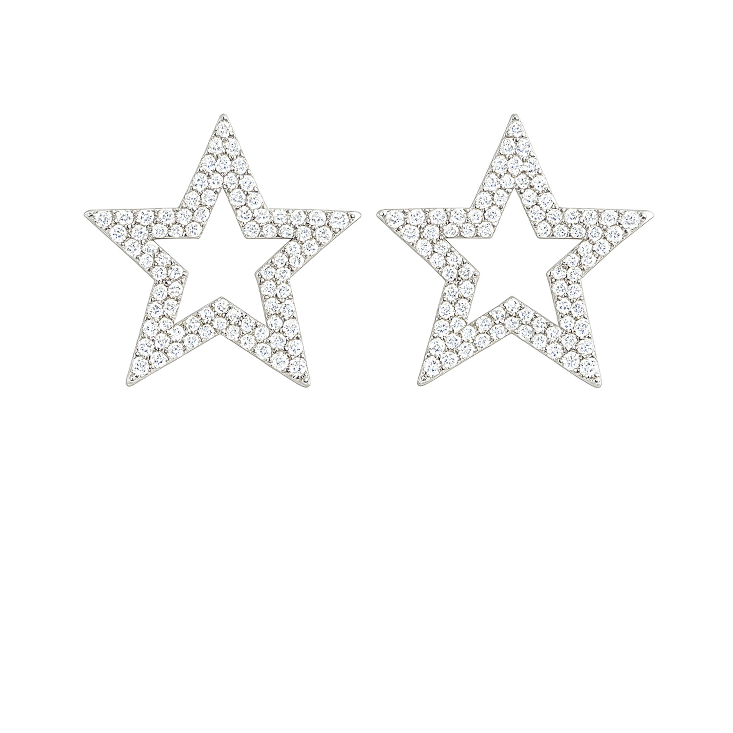 The Gala Women's Silver Nova Open Star Earrings
