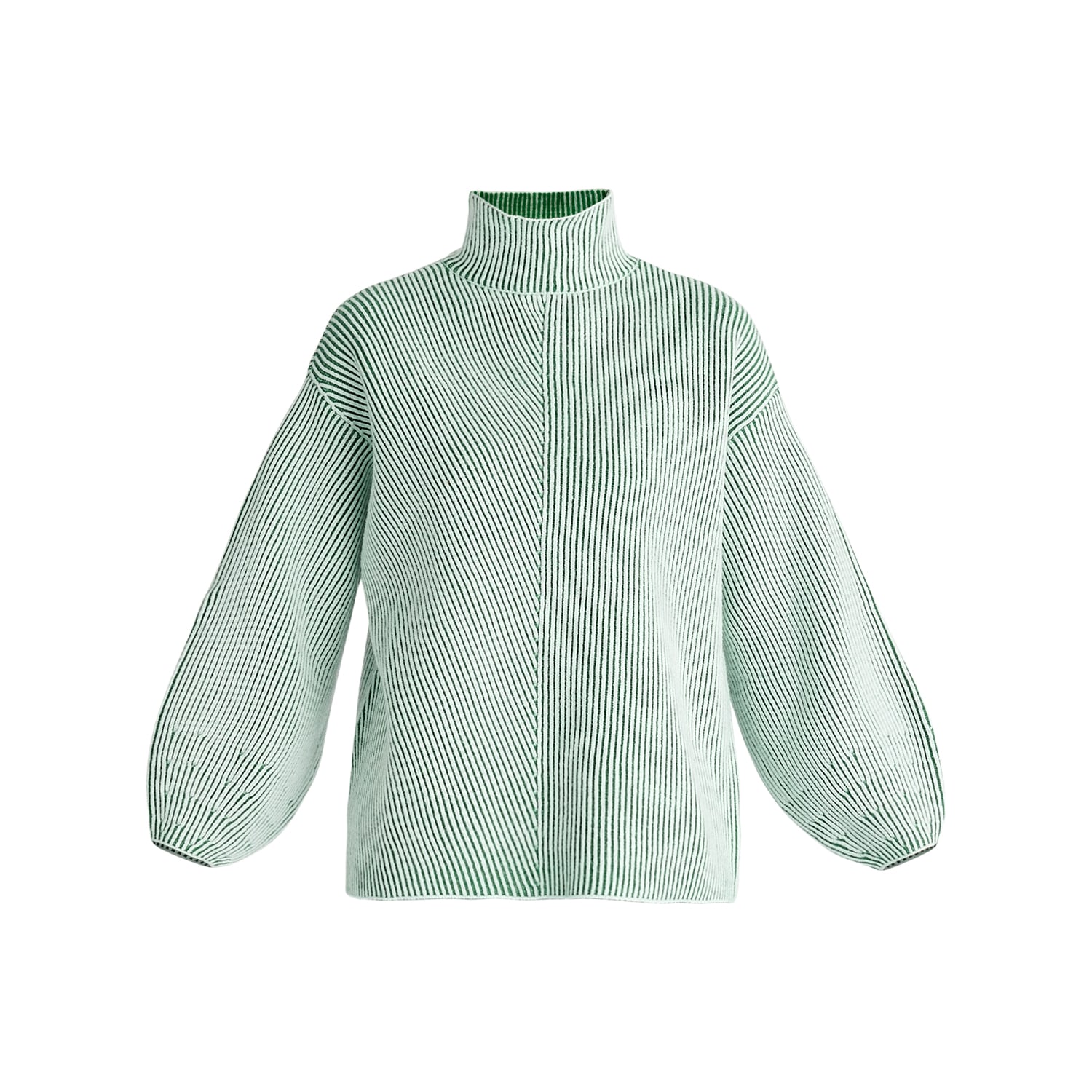 Women’s Striped Balloon Sleeve Jumper In Green L/Xl Paisie