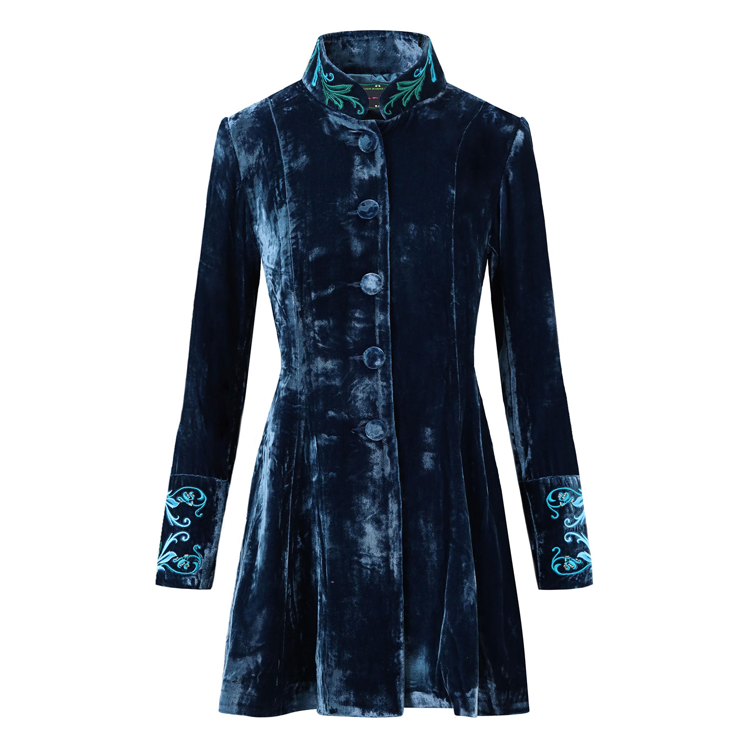 Women’s Caspian Blue Velvet Swing Jacket Extra Large Beatrice Von Tresckow