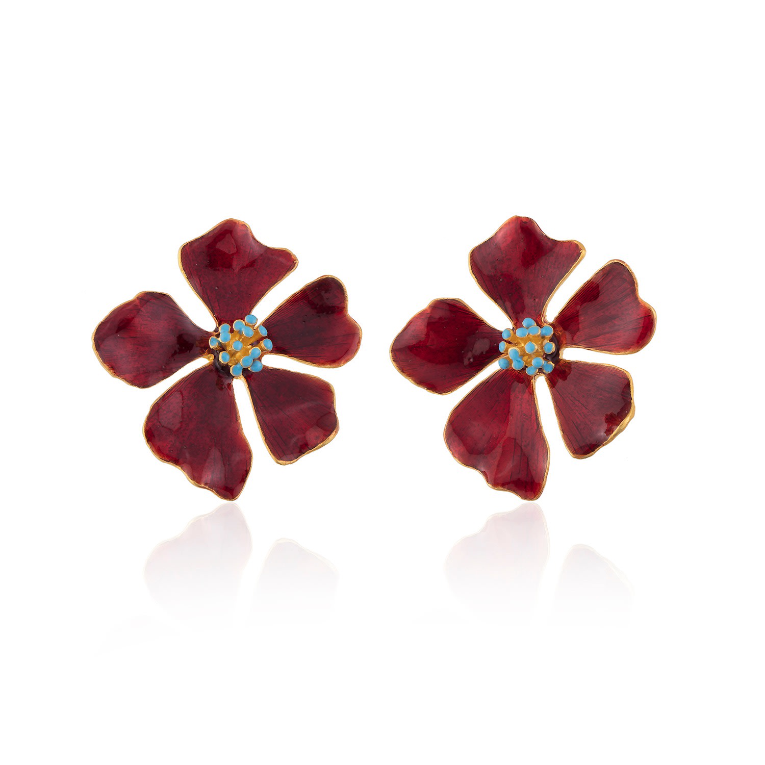 Women’s Red Wild Rose Flower Earrings Milou Jewelry