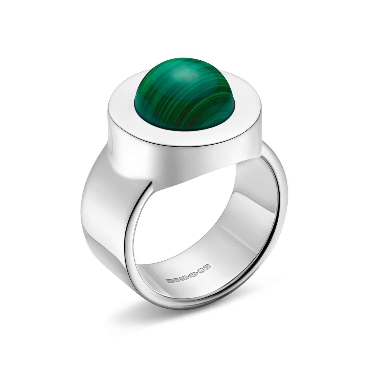 Rahul Patel Collection Men's Green / Silver Genesis Malachite Ring In Multi