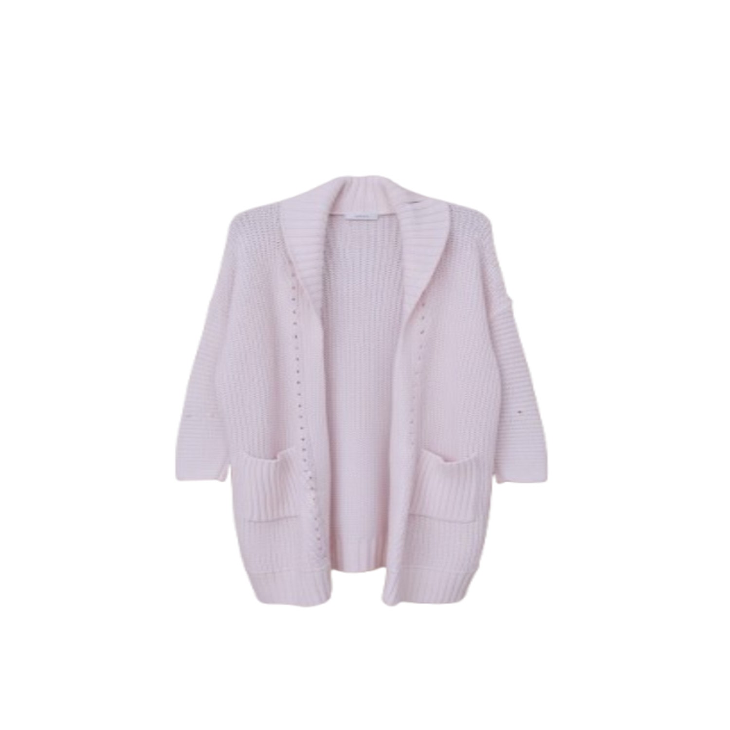 Saachi Women's White Ribbed Knit Open Cardigan Sweater