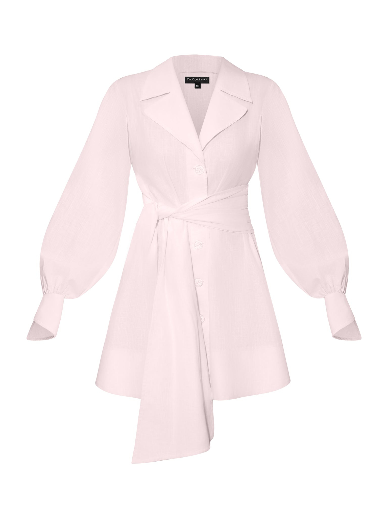 Tia Dorraine Women's Long Sleeve Shirt Dress In Linen - Light Pink