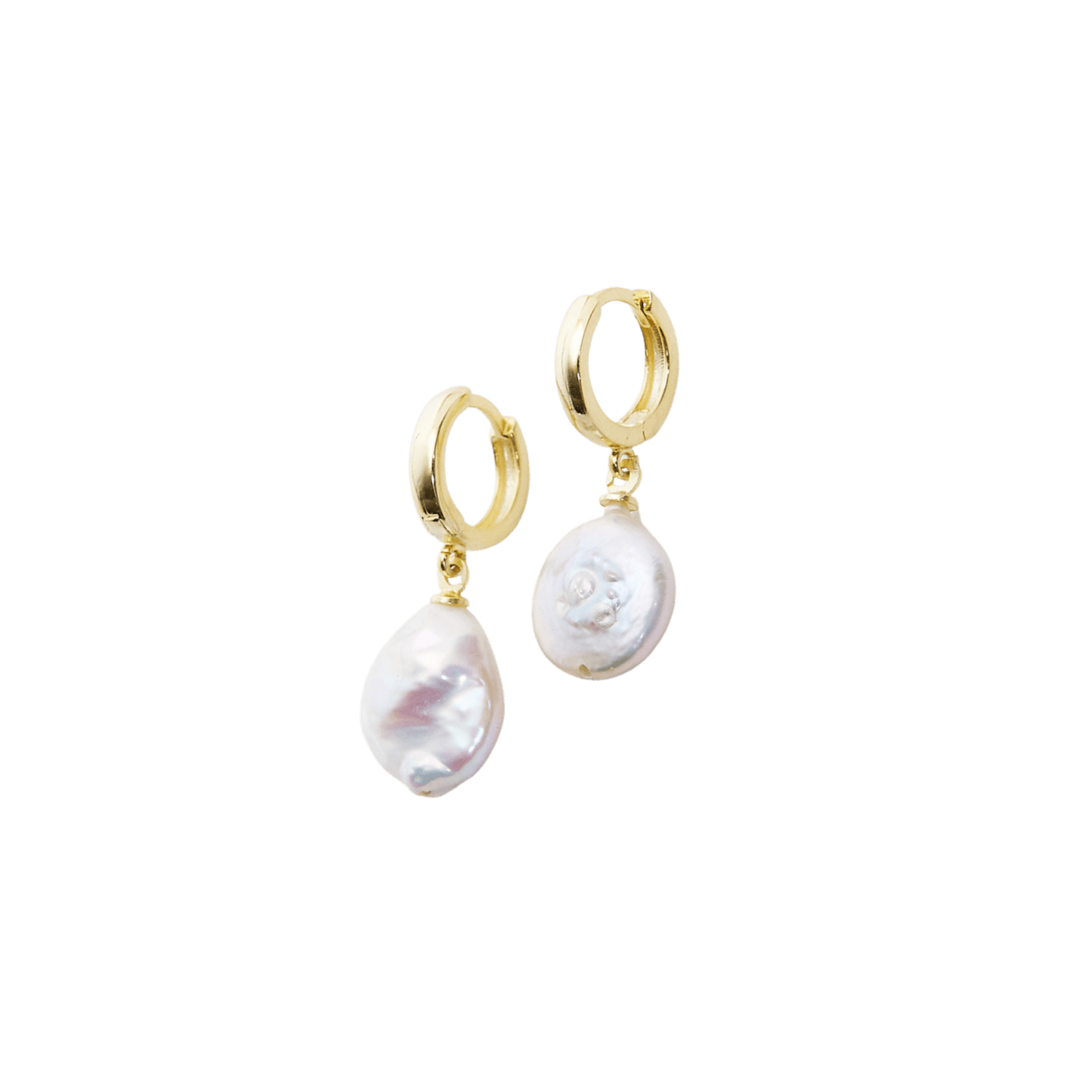 Women’s Treated Freshwater Cultured Baroque Pearl Sterling Silver Hoop Earrings - Gold Spero London