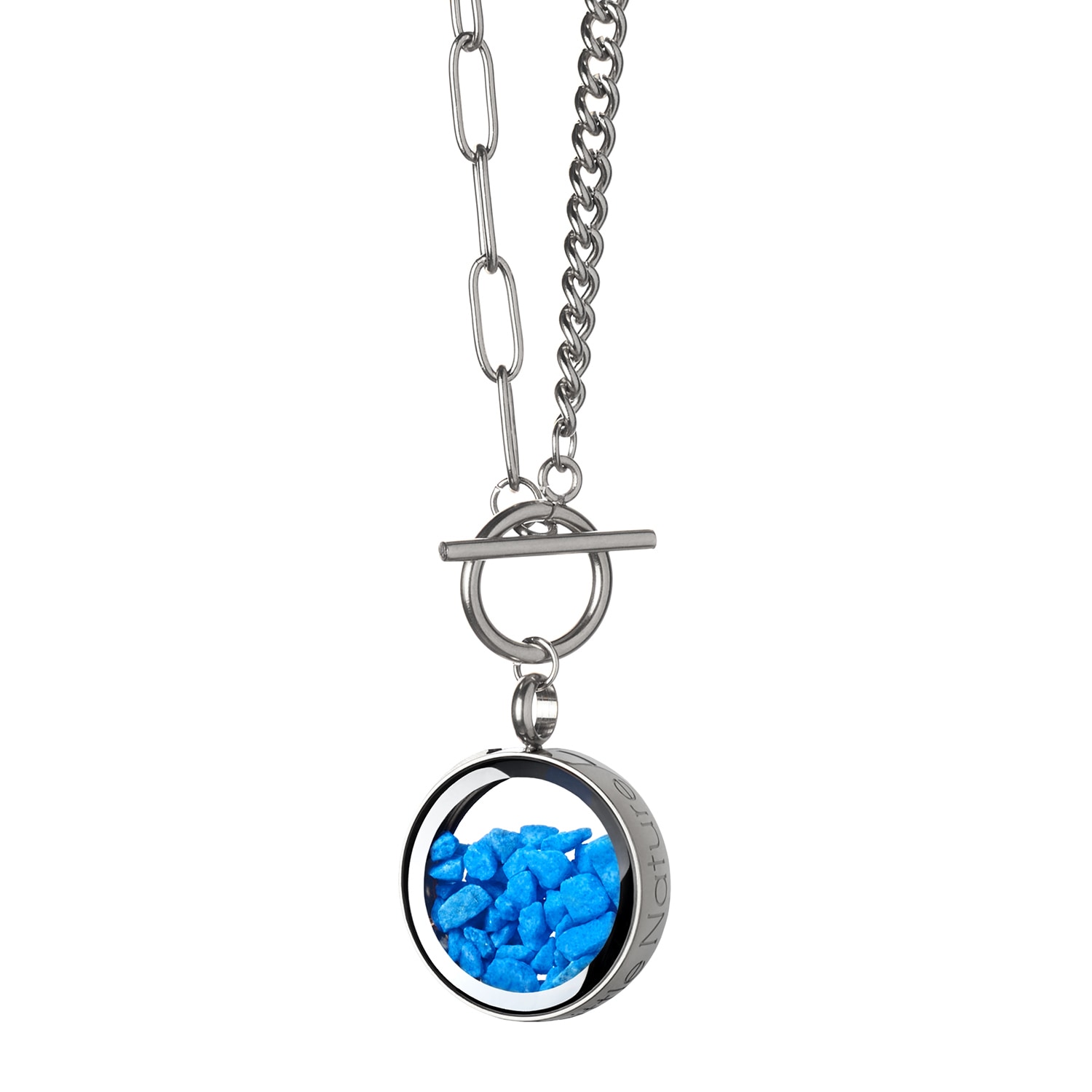 My Little Nature Women's Silver / Blue Handmade Blue Stones Toggle Necklace With Charm – Nature-inspired Jewelry -bir