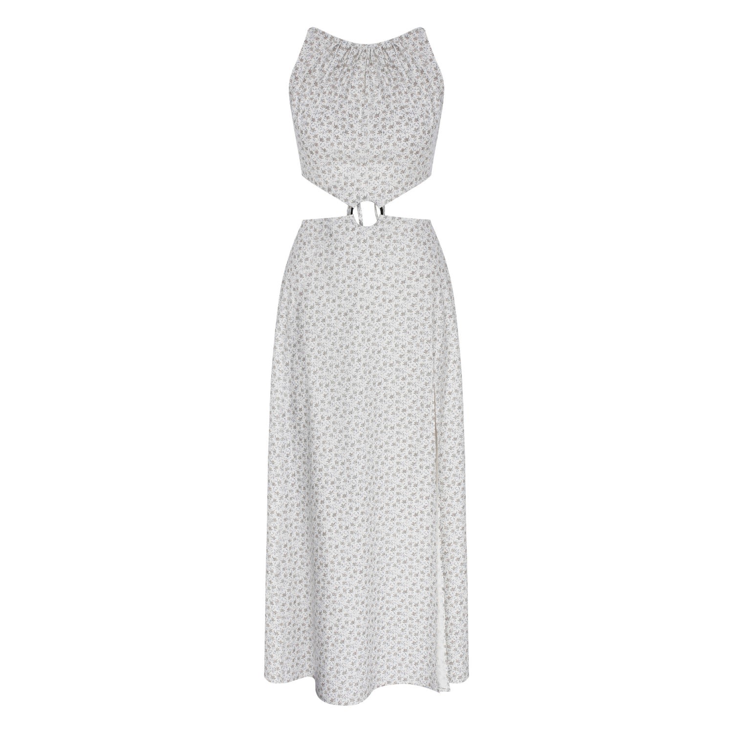 Nazli Ceren Women's White Eloise Ring-embellished Cotton Dress In Gray