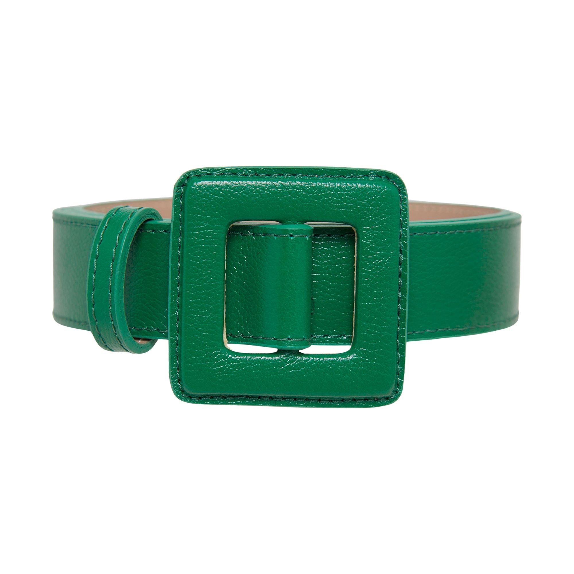 Beltbe Women's Mini Square Floater Buckle Belt - Emerald Green