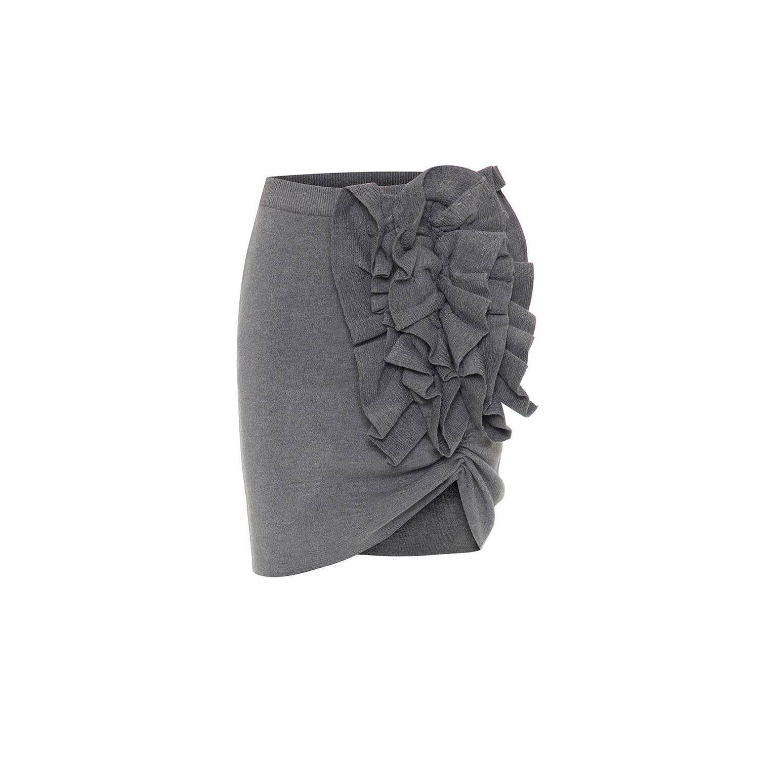 Theo The Label Women's Nomia Ruffle Knit Skirt - Heather Grey In Grey