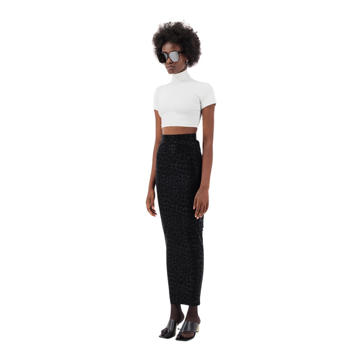 Leopard print jacket black pencil cheap skirt