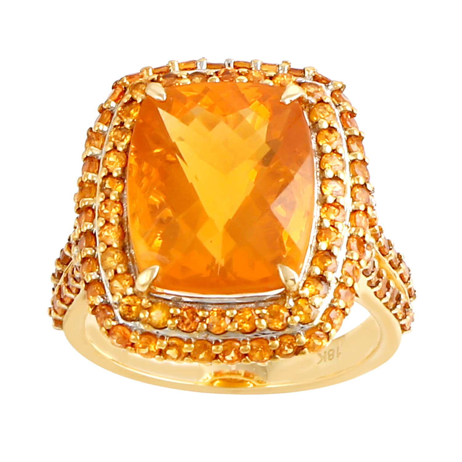 Opal Fire Garnet Mandarin Cocktail Orange Rings Handmade 18k Gold