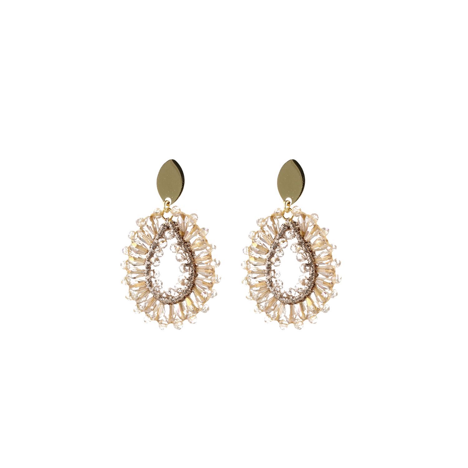 Lott. Gioielli Women's Neutrals / Gold Robin Silk Drop Crystal S Champagne Earrings