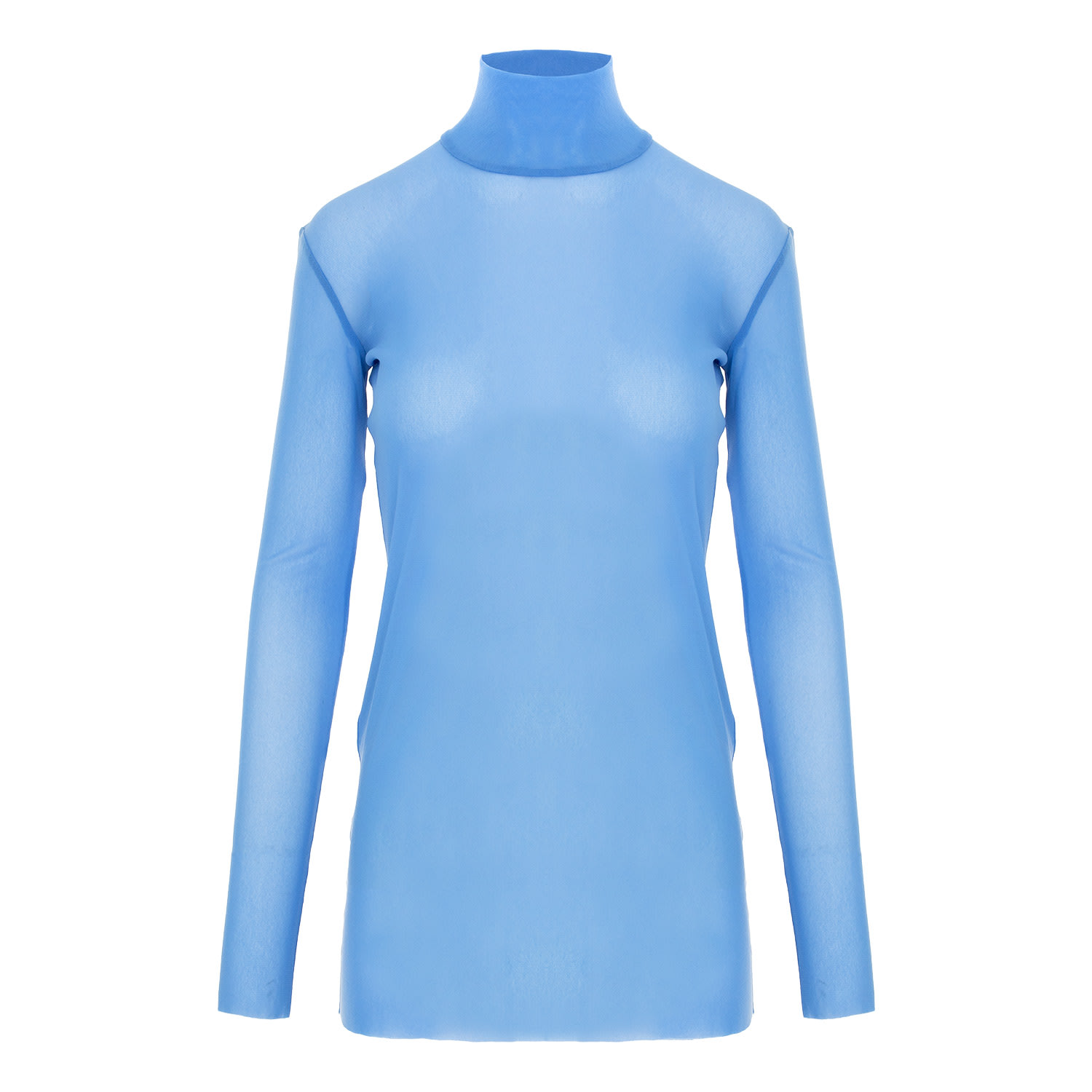 Concept A Trois Women's Pastel Blue Mesh Top With High Collar In Blue