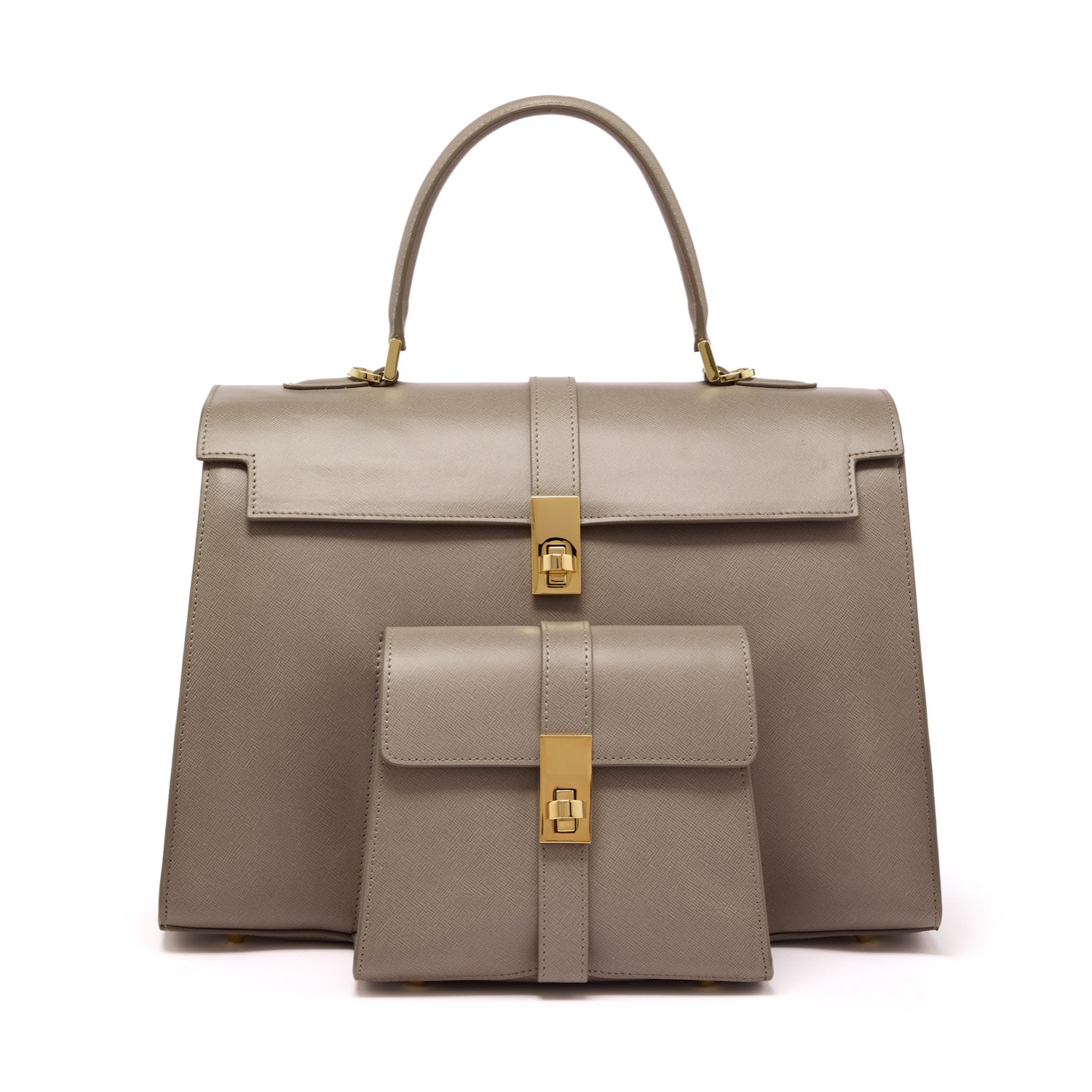 Tote London Women's Ethereal Double Dose Bag In Saffiano Calf Leather - Grey