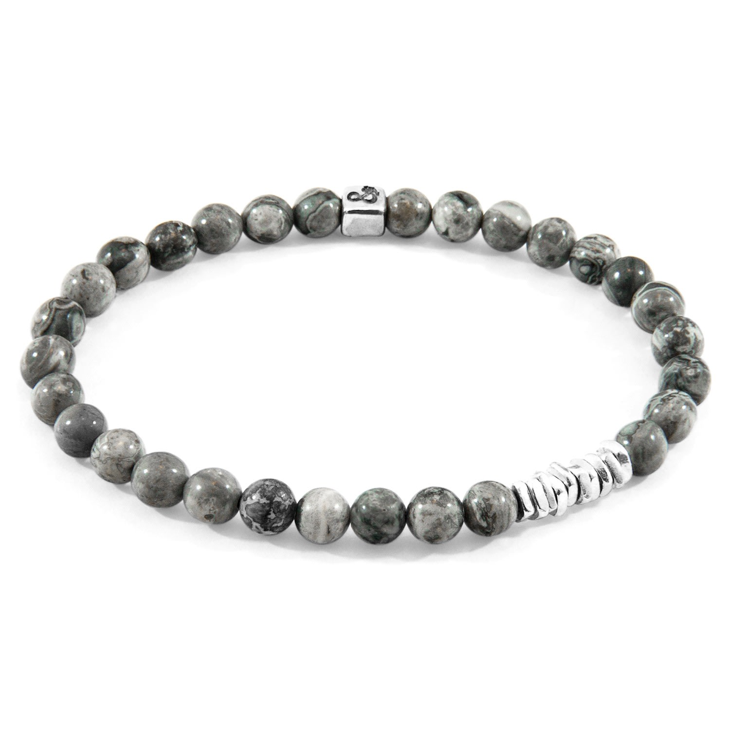 Anchor & Crew Men's Grey Jasper Atrato Silver & Stone Bracelet In Gray