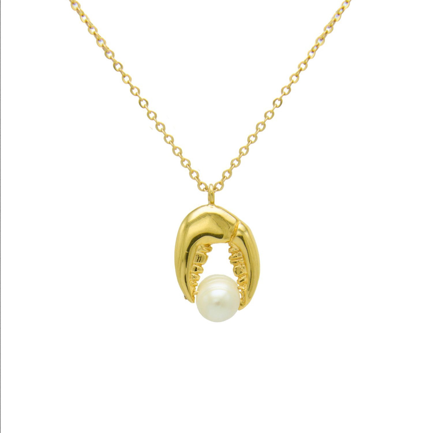 Sophie Simone Designs Women's Gold Necklace Crab & Pearl