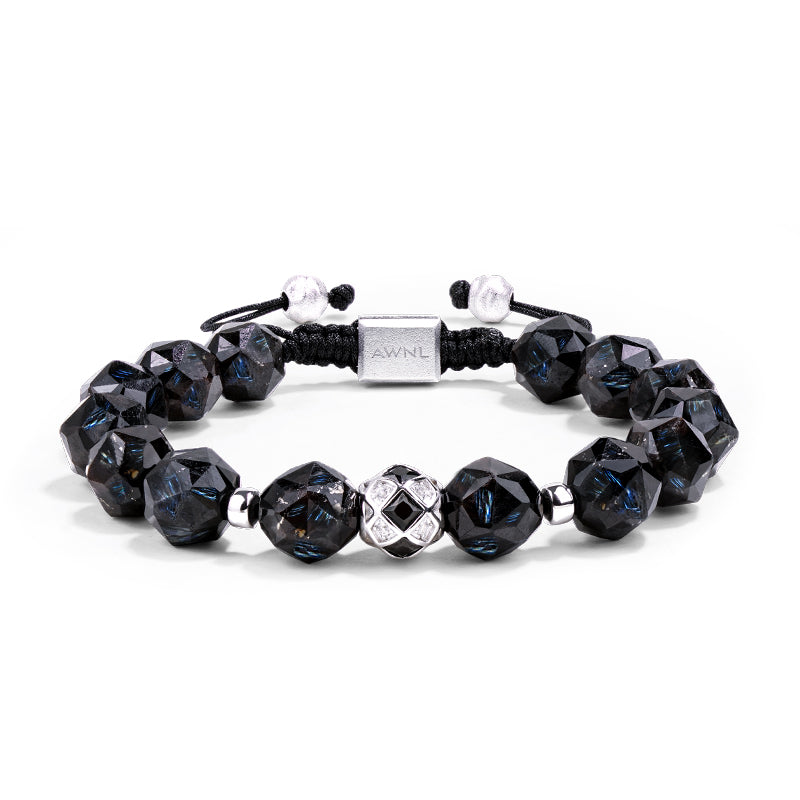 Men’s Black Dark Star Nuummite Beaded Bracelet Awnl