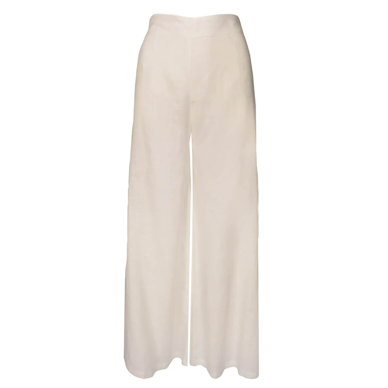 Haris Cotton Women's Solid Linen Blend Bell Bottom Pants - Off White In Neutral