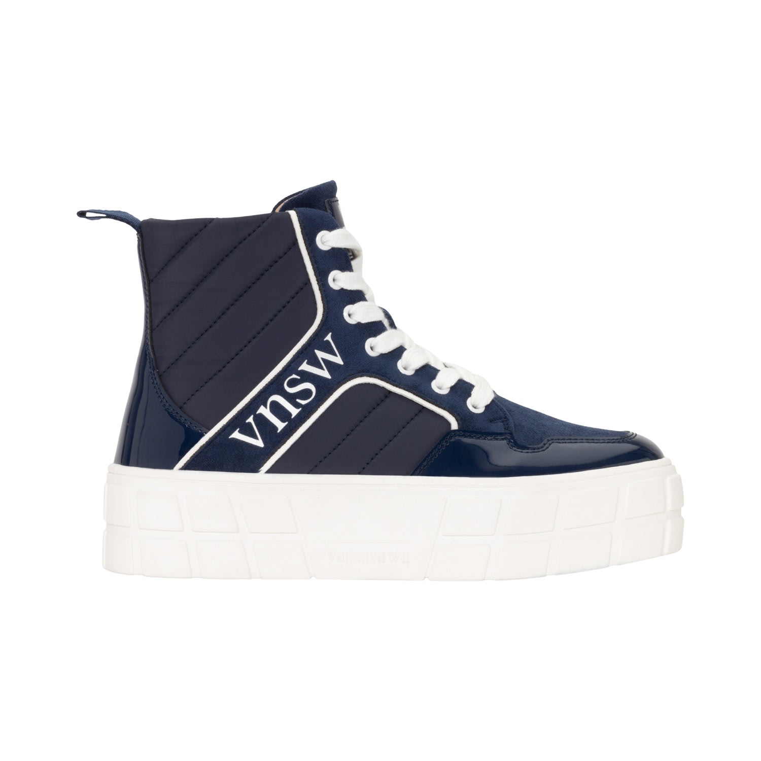 At Last... Women's Blue Vanessa Wu Navy Madeline Platform High Top Trainer In Blue