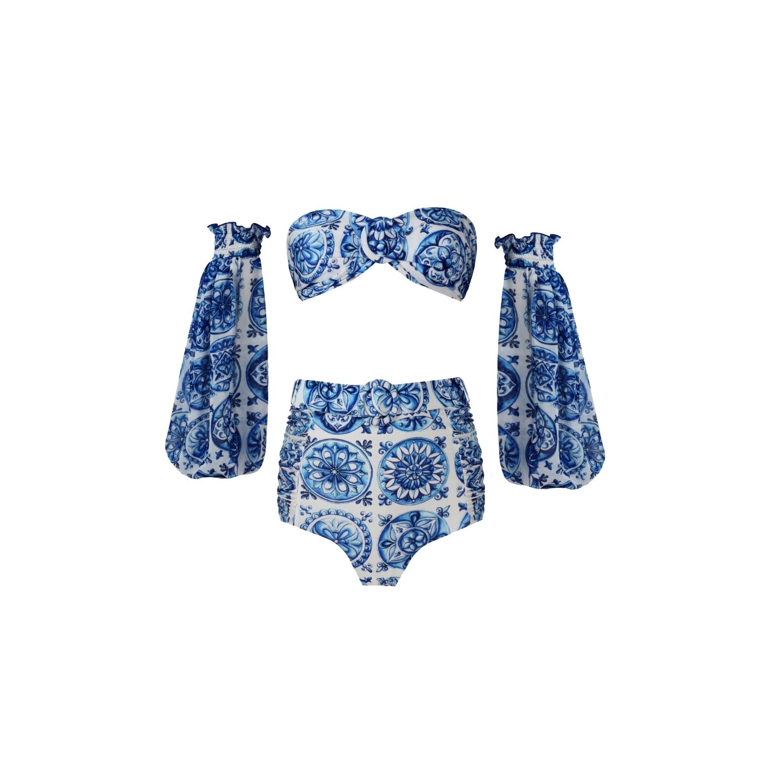Nur Karaata Women's Blue Madison Bleu Blanc Bikini Set In Blue