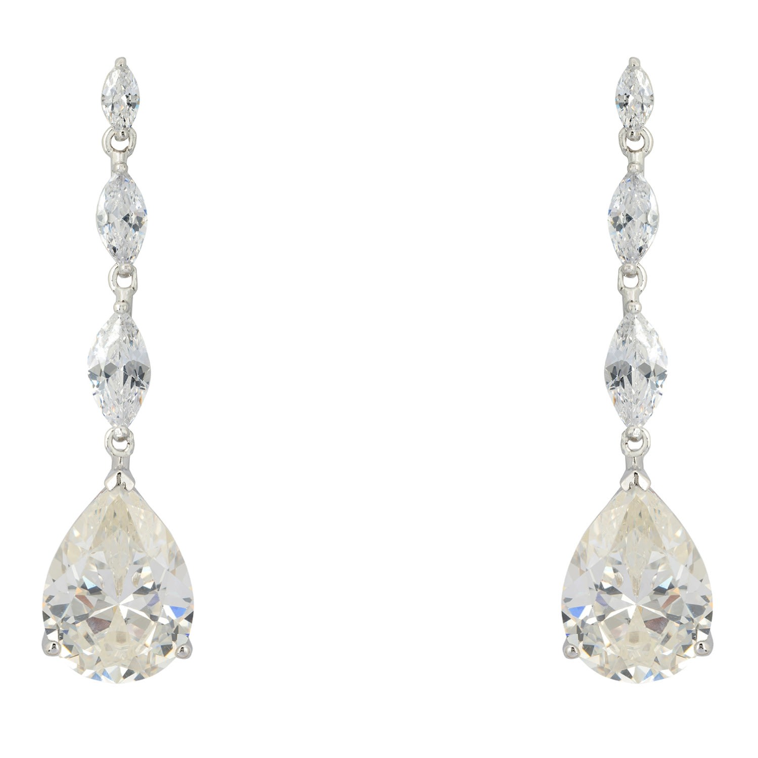 Latelita Women's Silver / White / Neutrals Zara Teardrop Moissanite Gemstone Earrings Silver