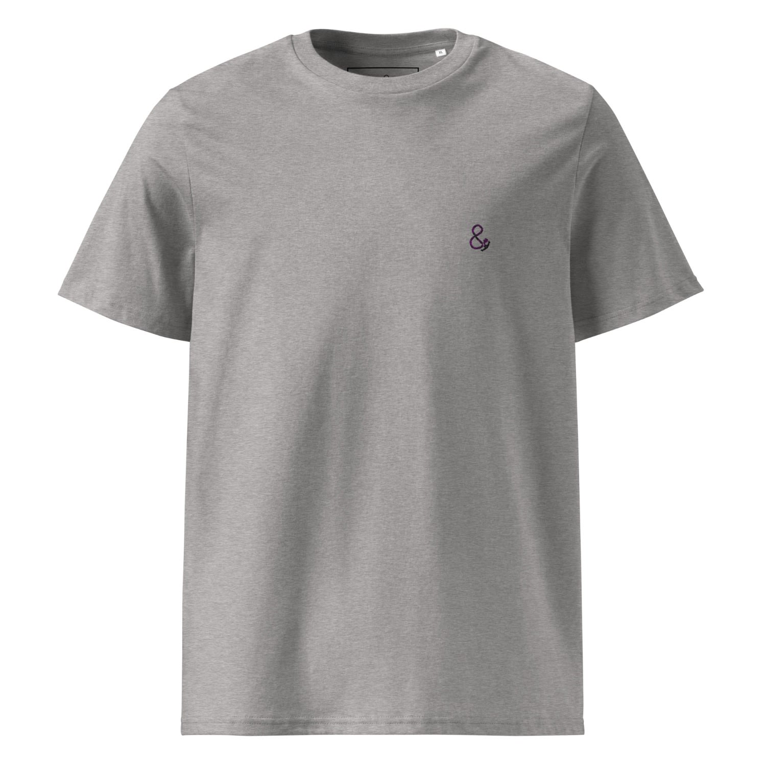 Anchor & Crew Heather Grey Ampersand Signature Organic Cotton Embroidered T-shirt - Women In Grey