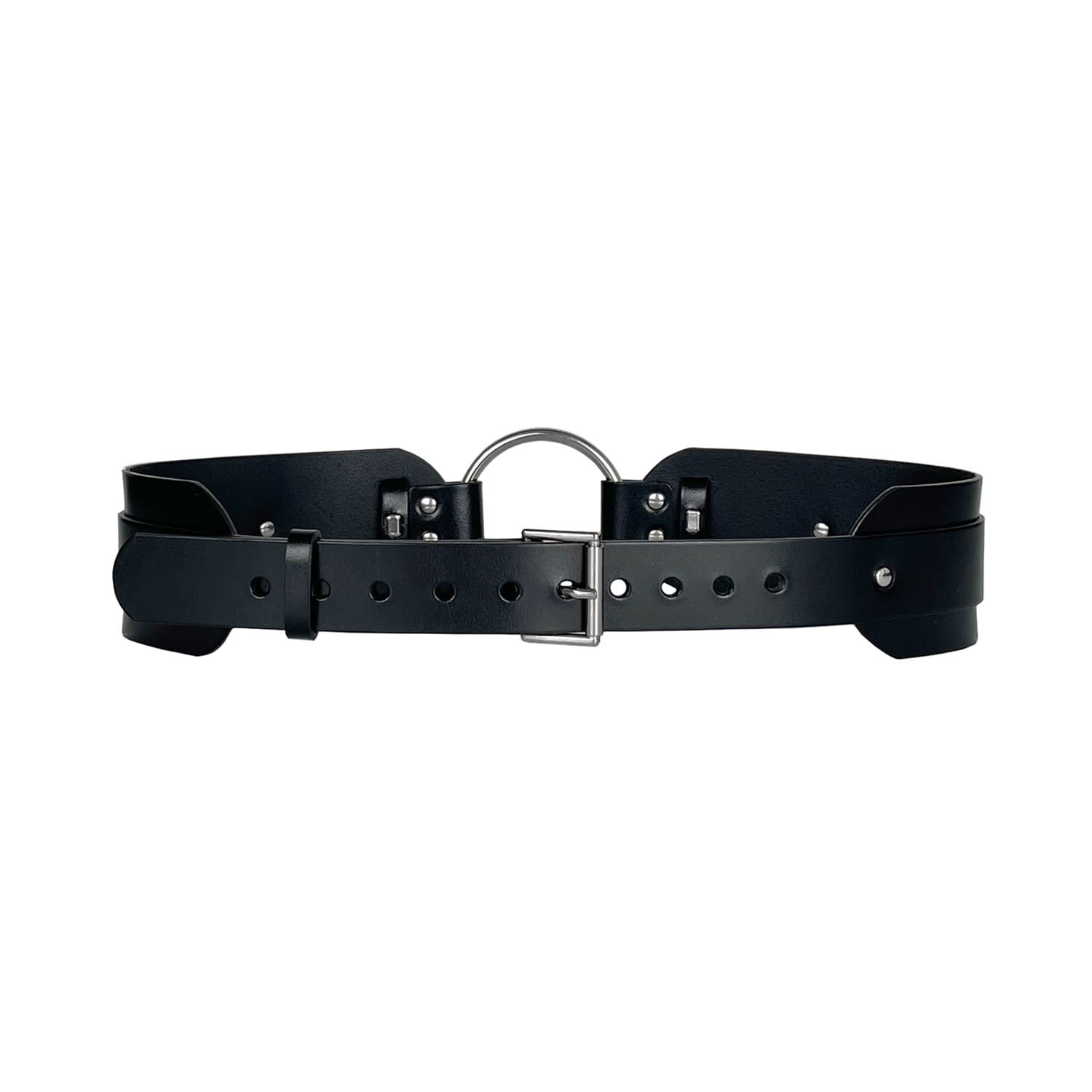 O Ring Black Waist Leather Belt | Haute Cuir | Wolf & Badger