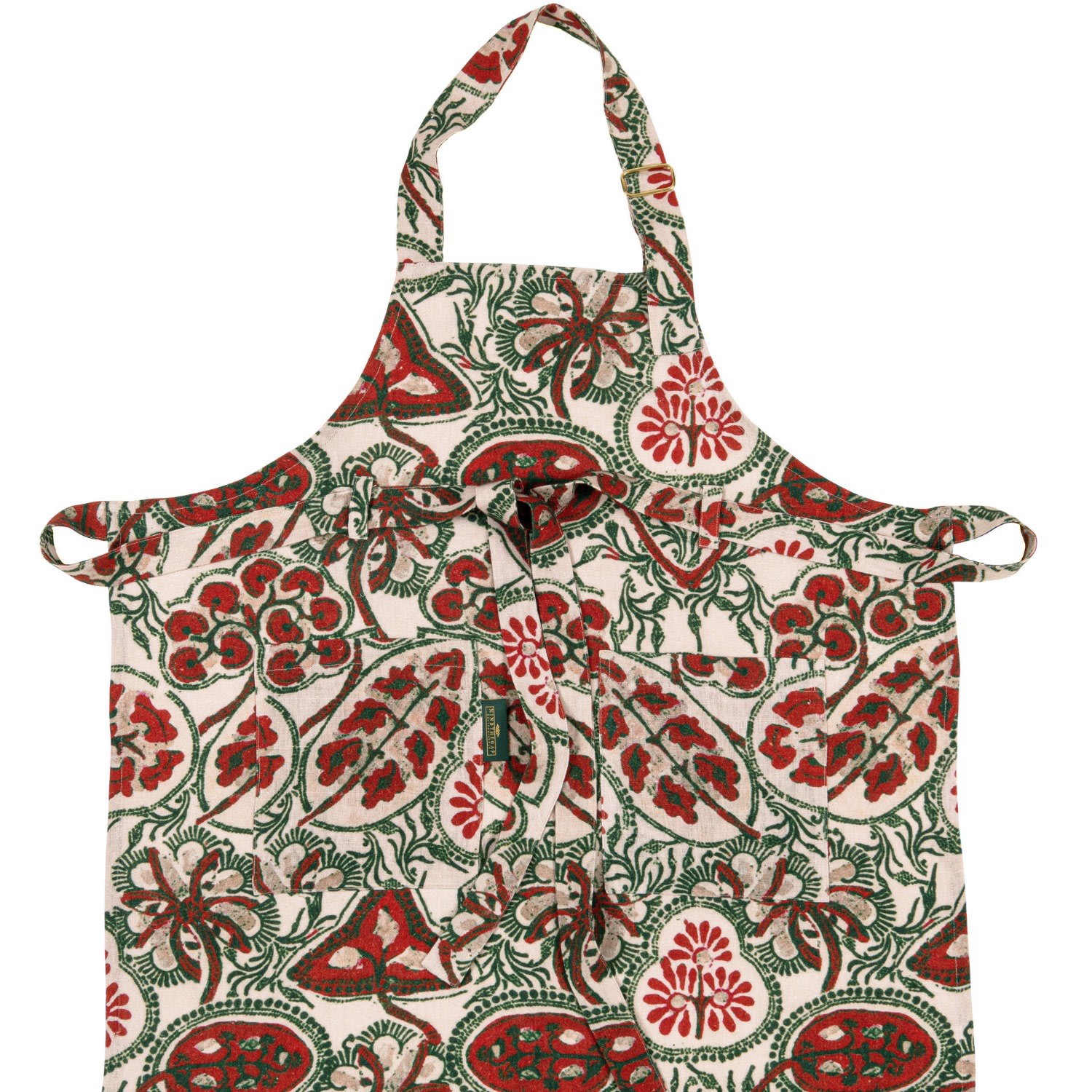 Mindthegap Green / White / Red Heirloom Linen Apron By  In Multi