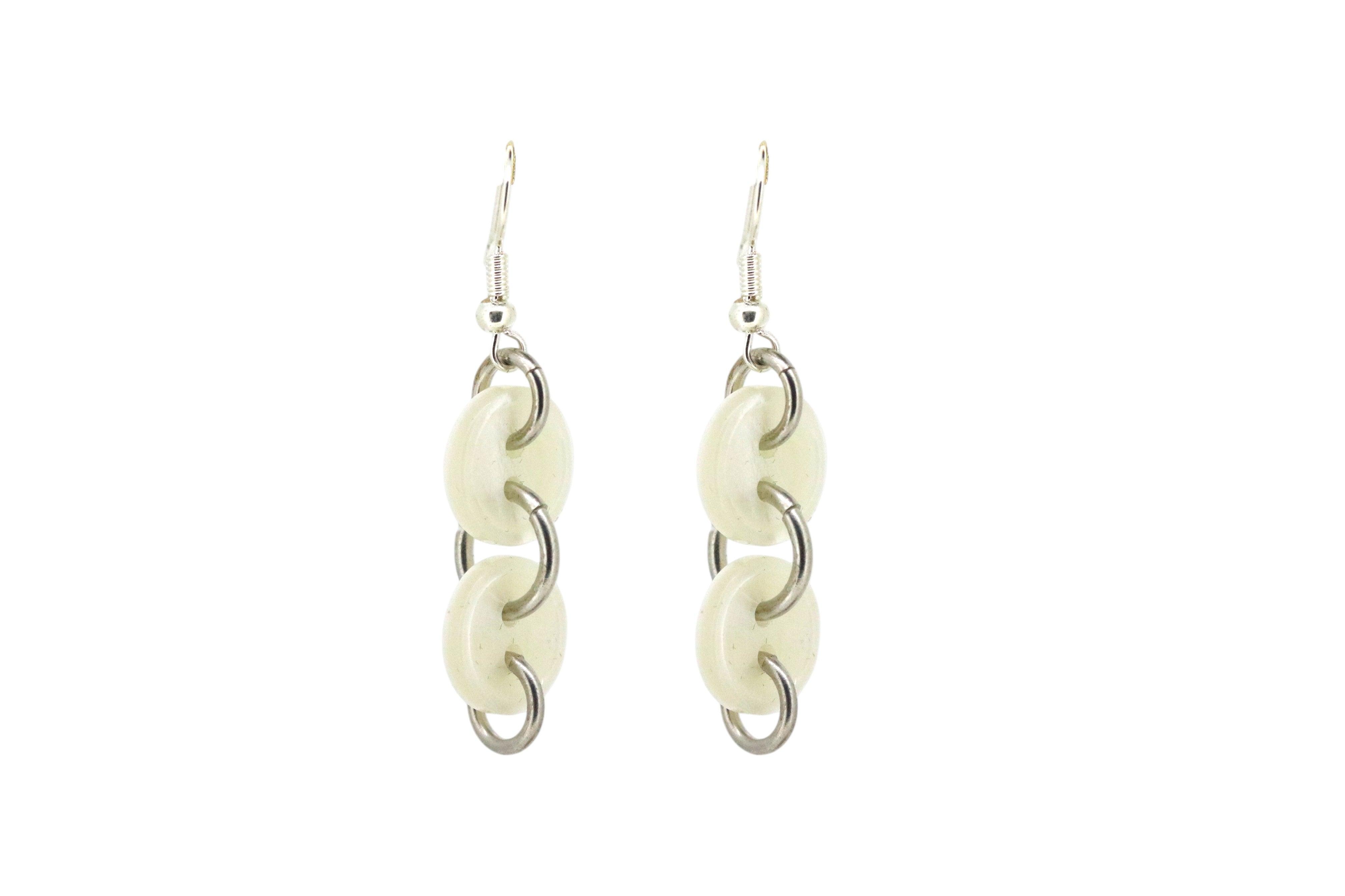 Vickisarge Women's White Button Earrings In White