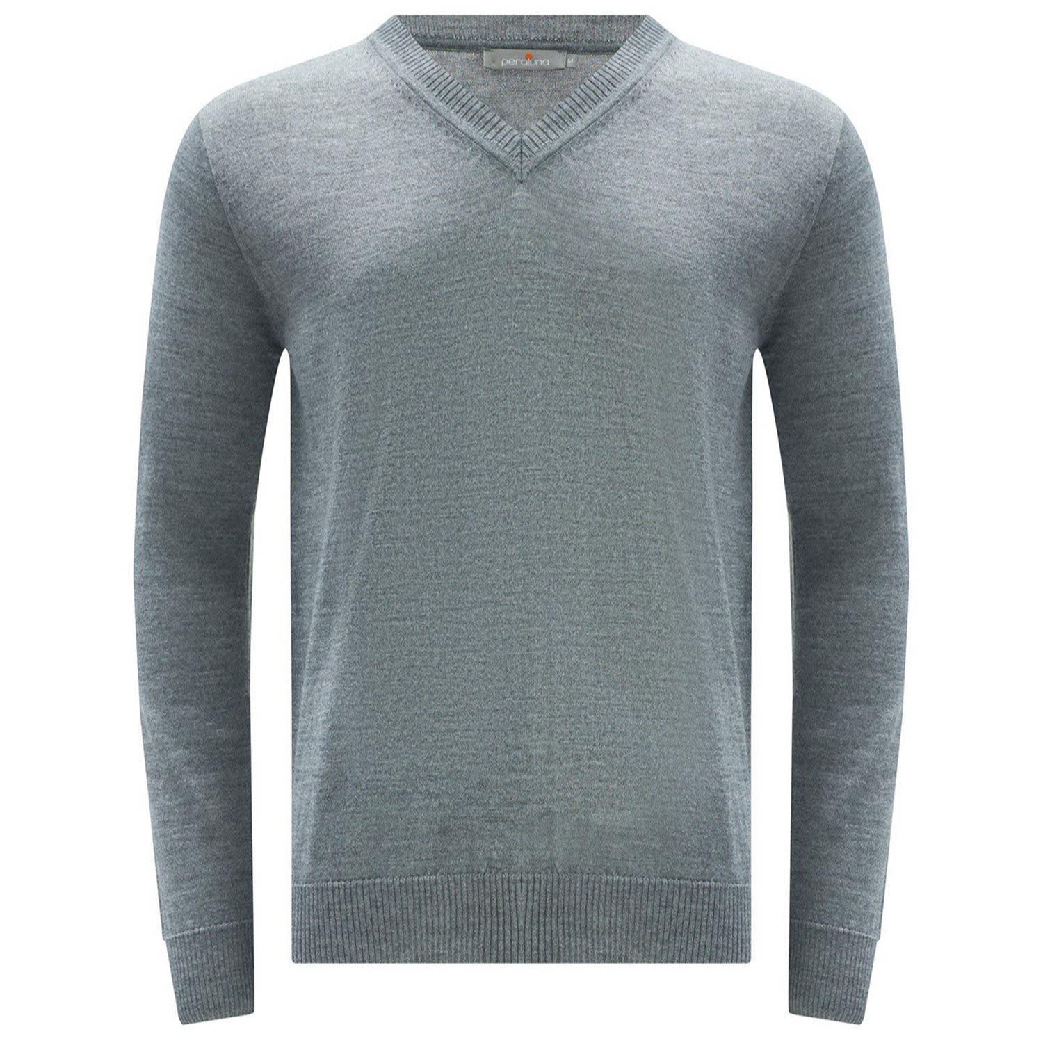 Peraluna V Neck Basic Knitwear Men's Pullover - Grey In Grey