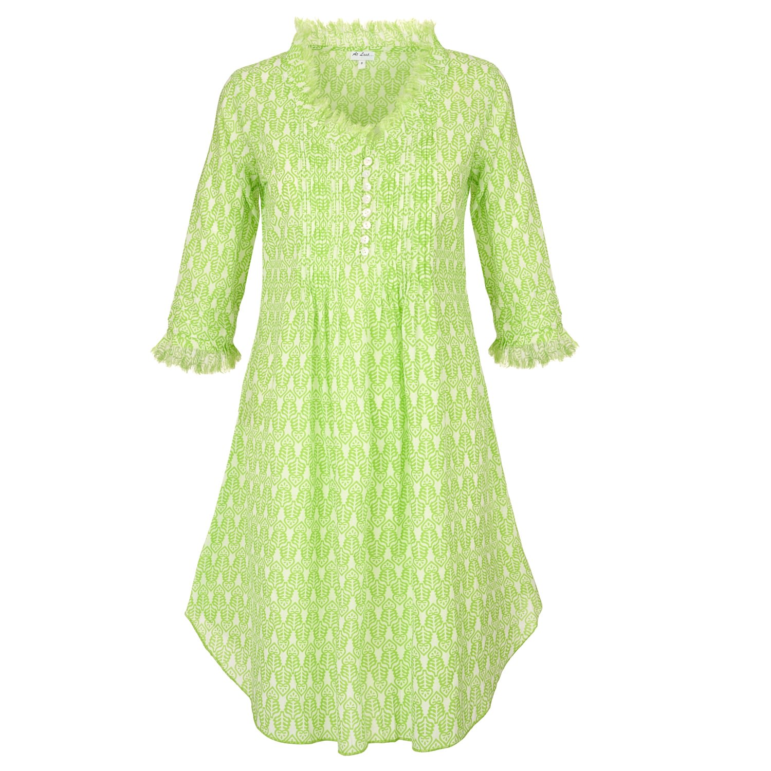 Women’s Green Annabel Cotton Tunic In Fresh Lime & White XXL At Last...