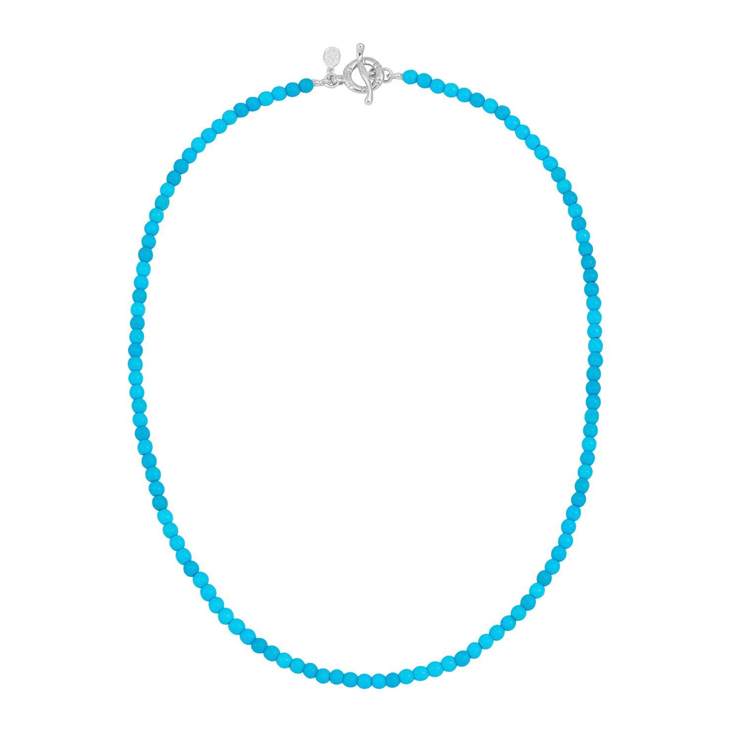 Blue Mens Turquoise Bead Necklace In Sterling Silver Dower & Hall