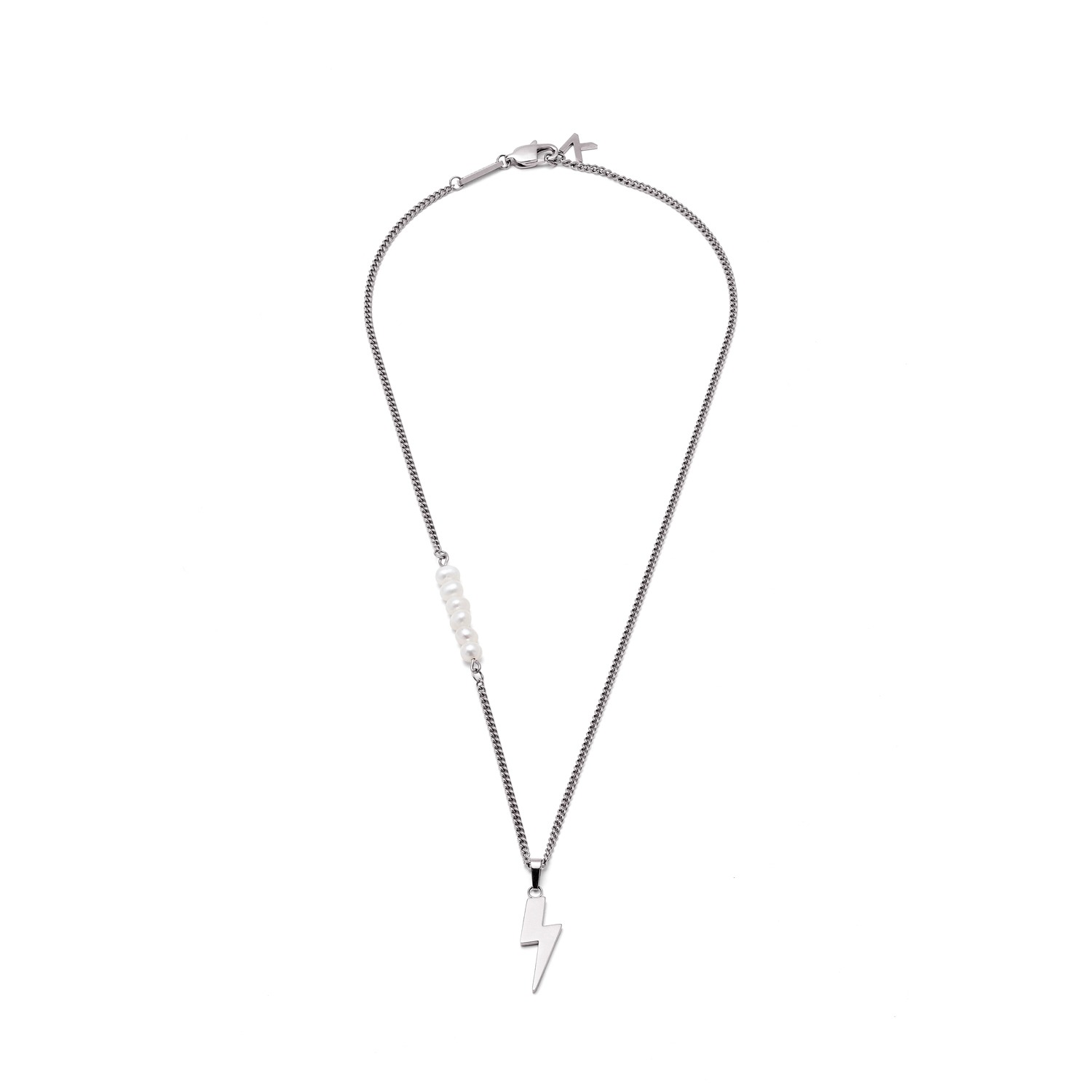 Women’s Duality Lightning Necklace - Silver & White Pearl 470Mm Klasse14